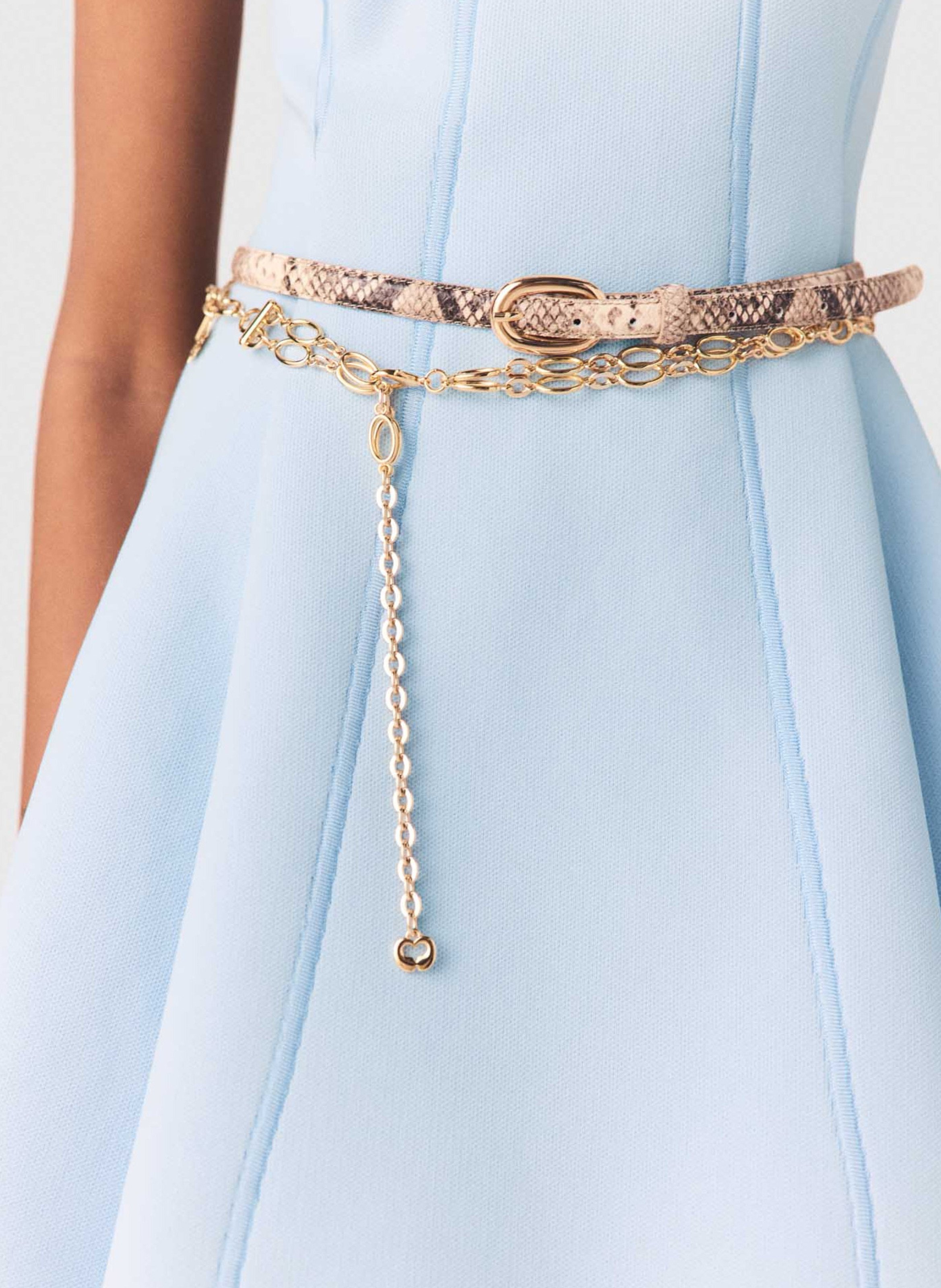 Ceinture fine python en cuir MAJE Multicolore