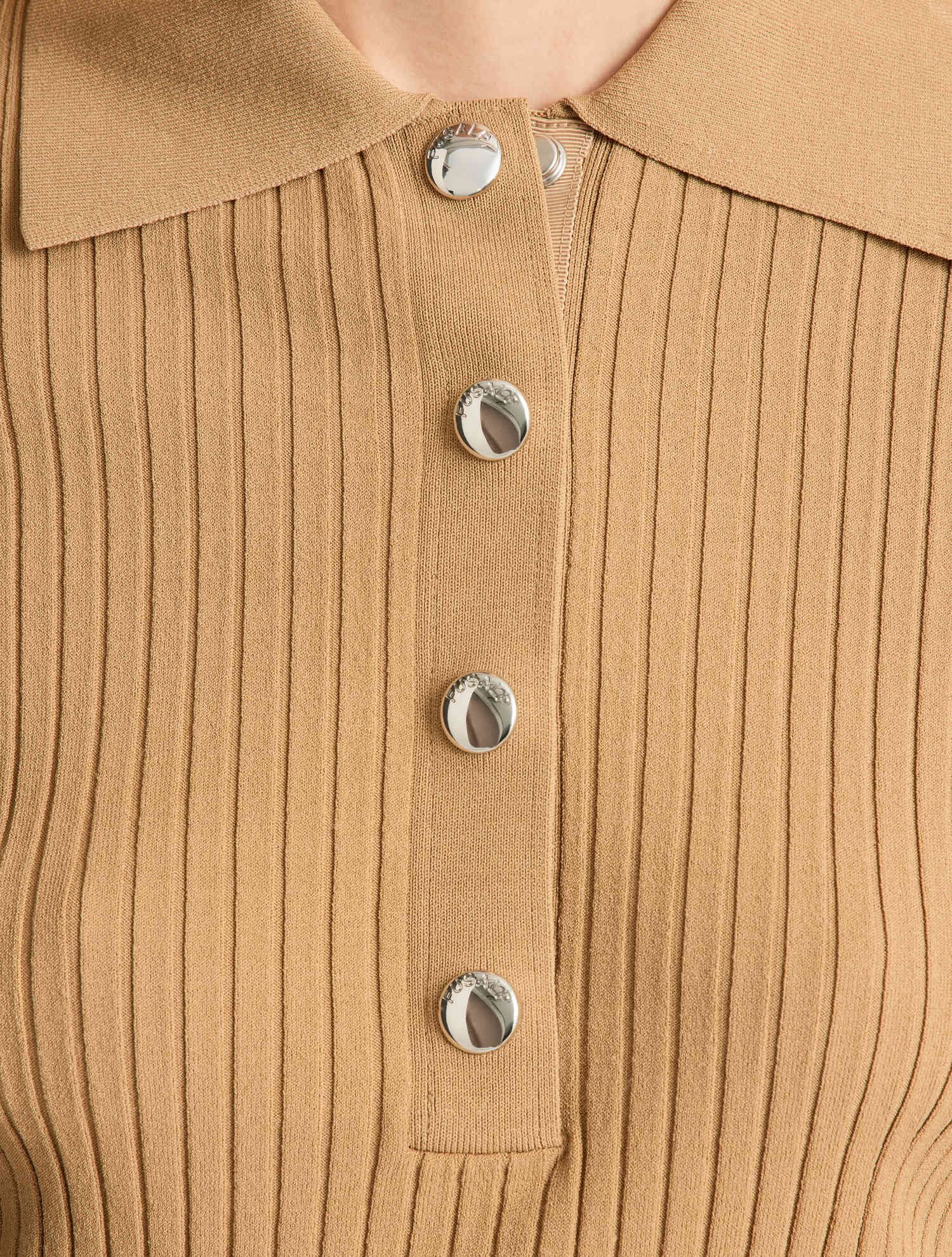 Polo manches courtes vera col chemise coupe ajustée FUSALP Beige