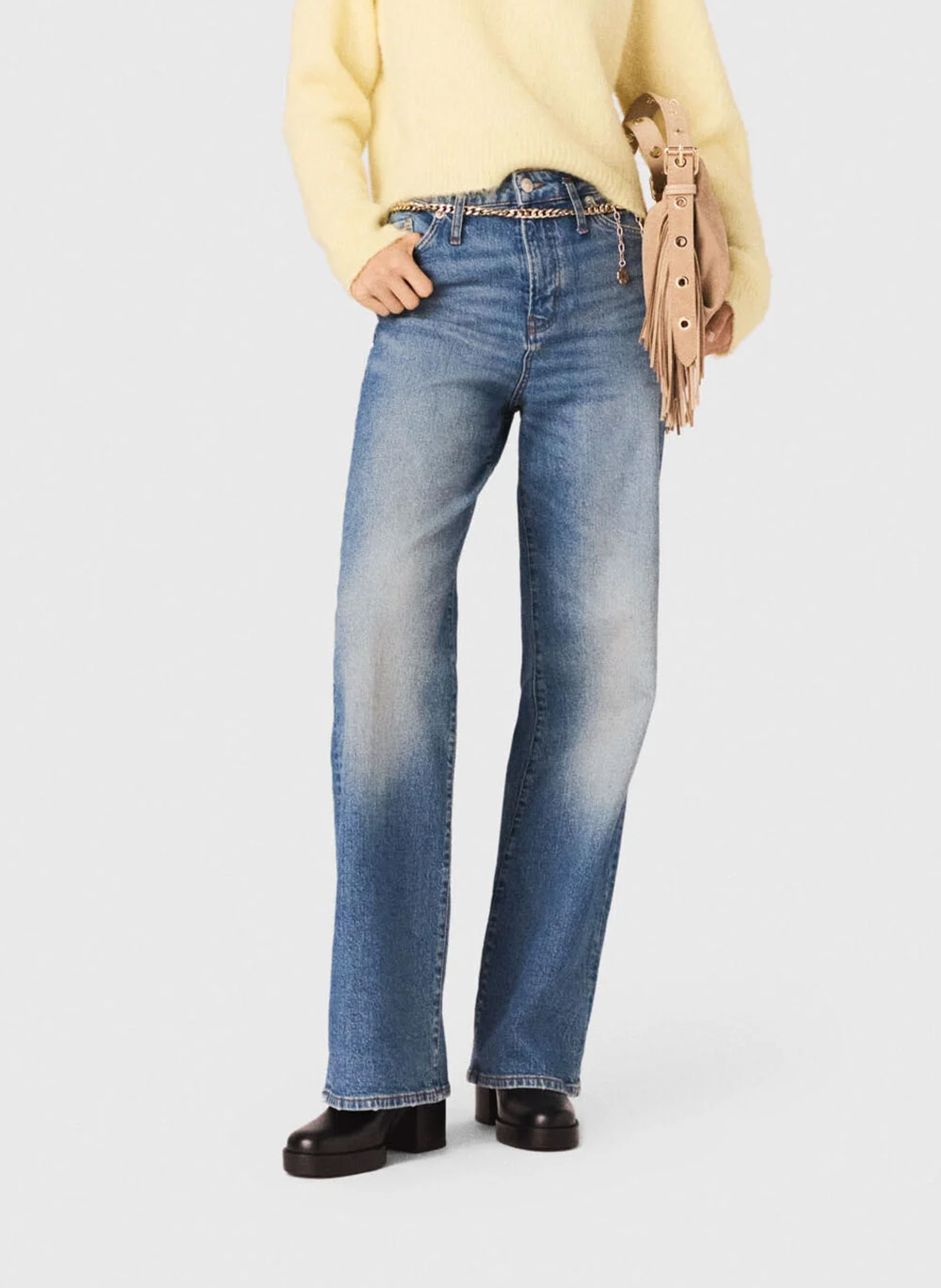 Jean patte d'eph en coton mélangé MAJE Bleu