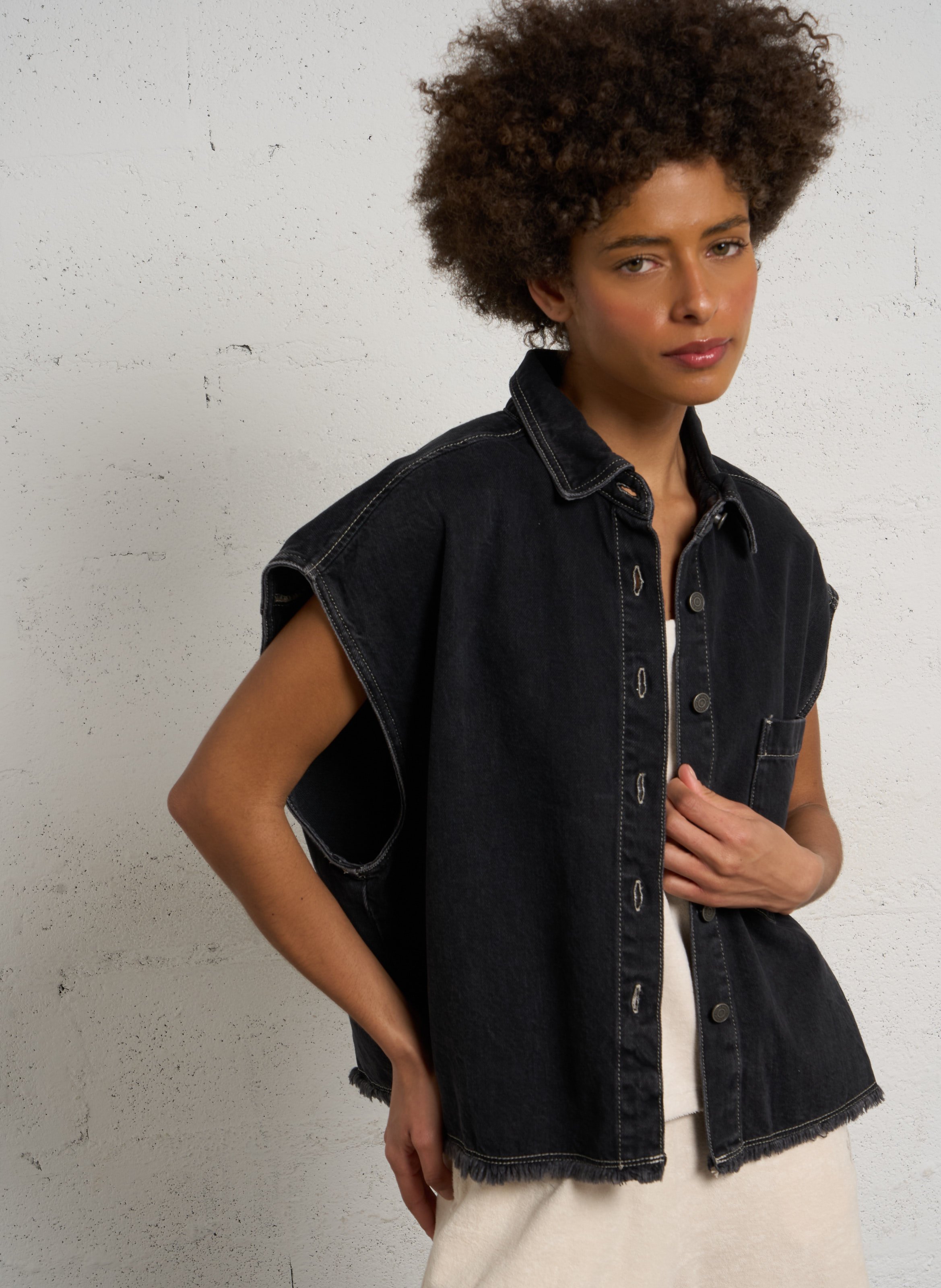 Chemise en jean yopday-b AMERICAN VINTAGE Noir