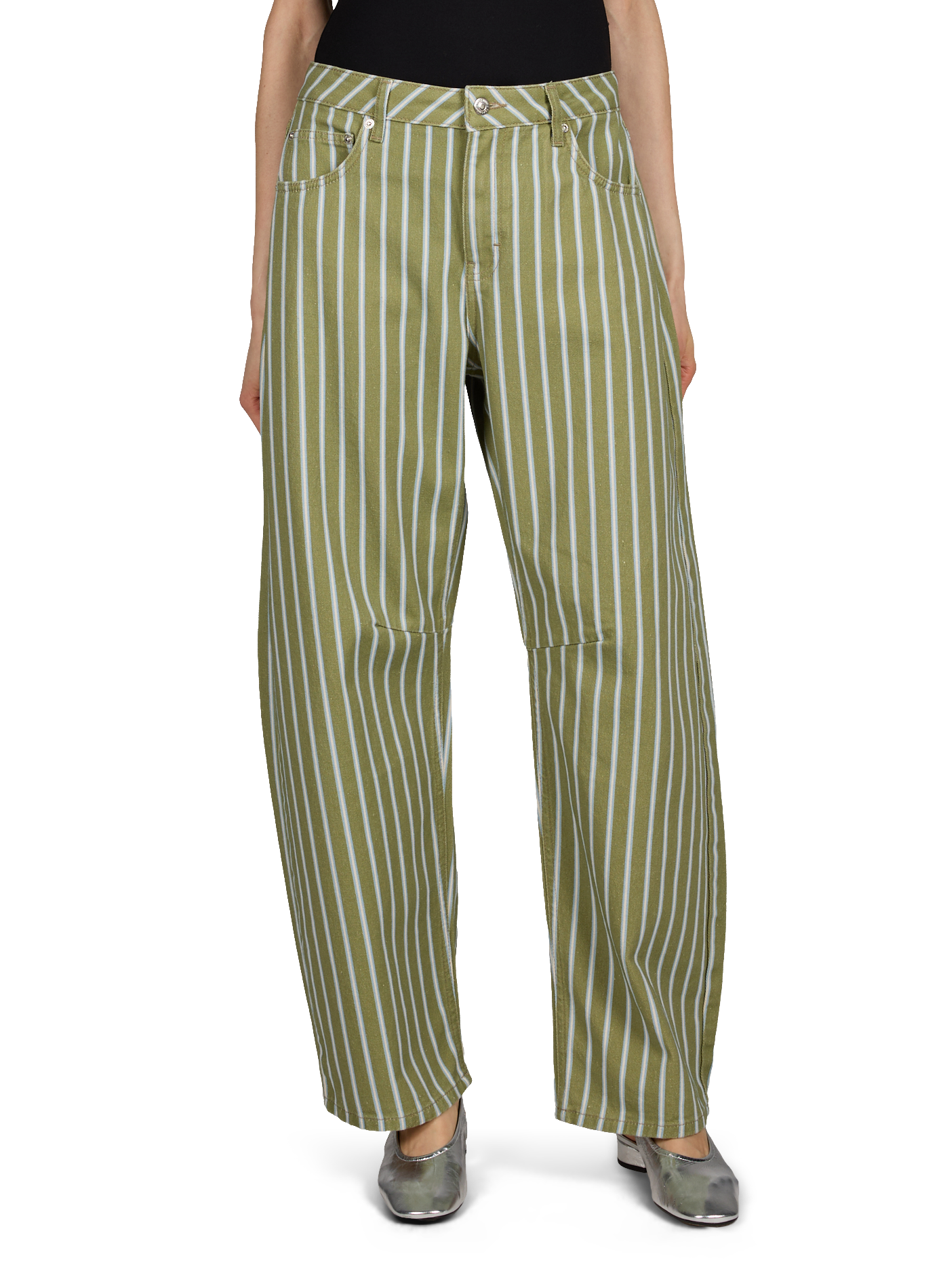 Striped cotton Tsbara barrel jeans TOPSHOP Green