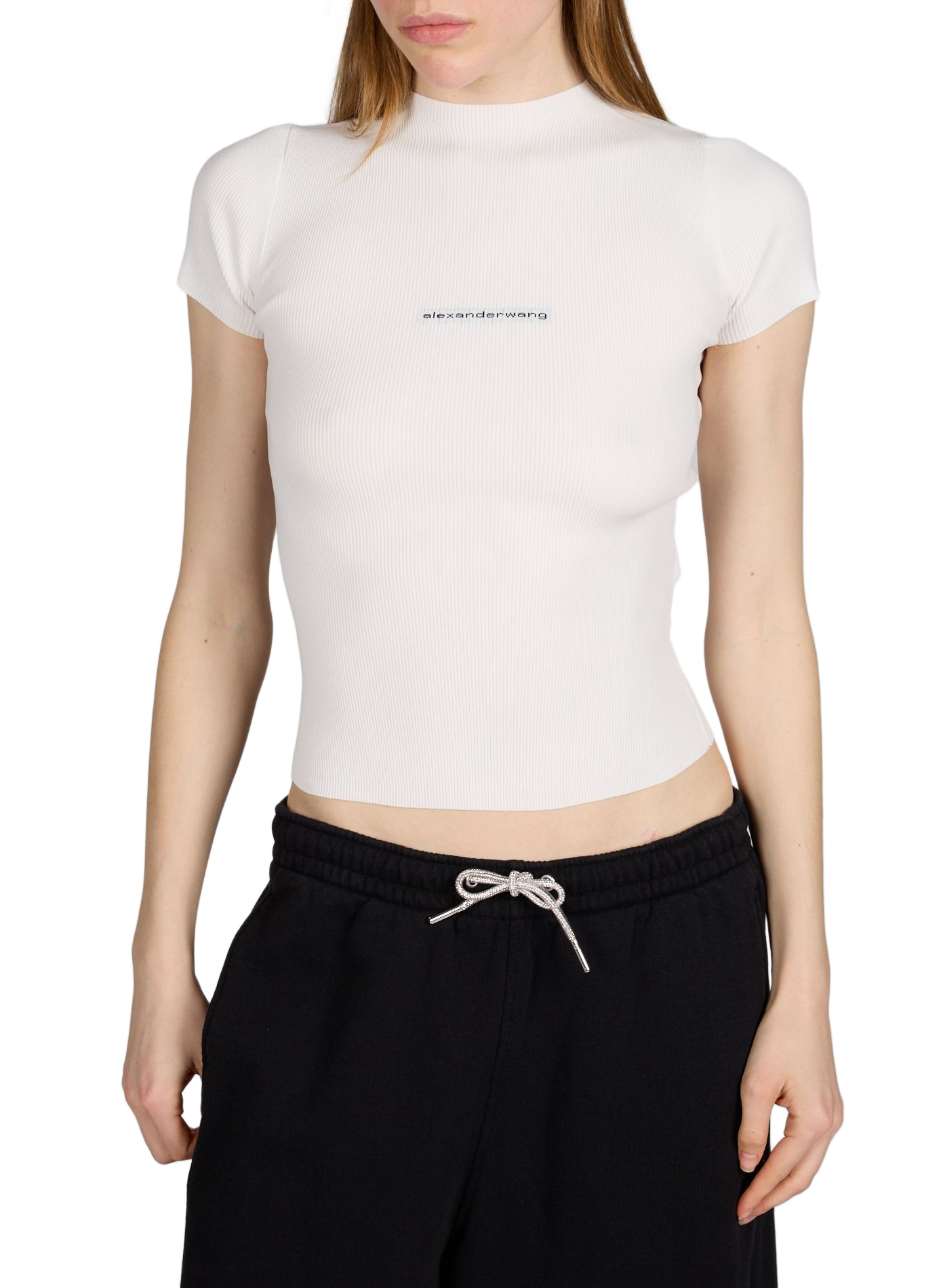 Ribbed round neck top ALEXANDER WANG White