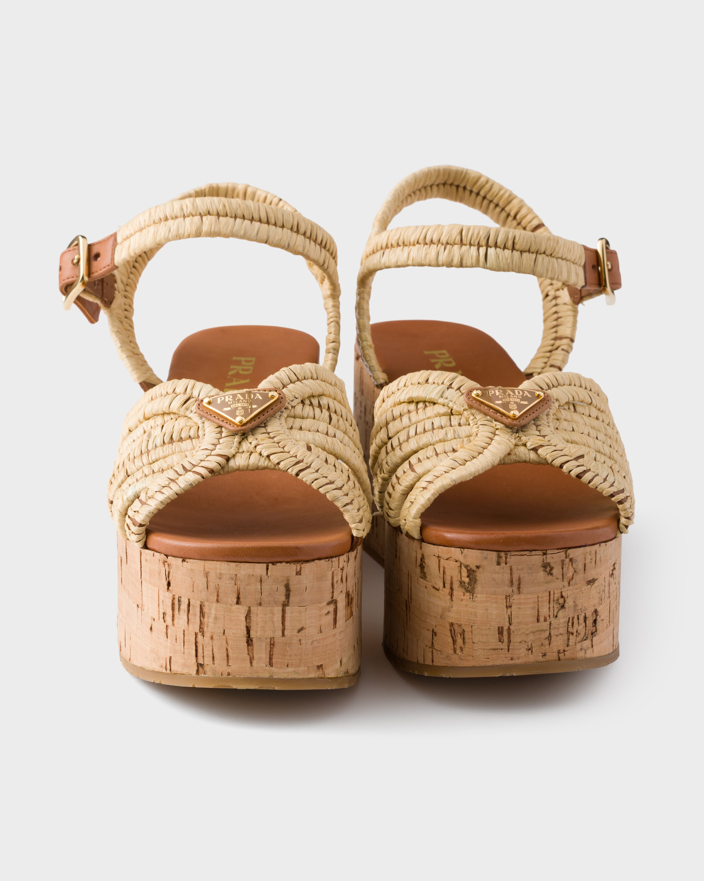 Sandales à plateforme en crochet PRADA Beige
