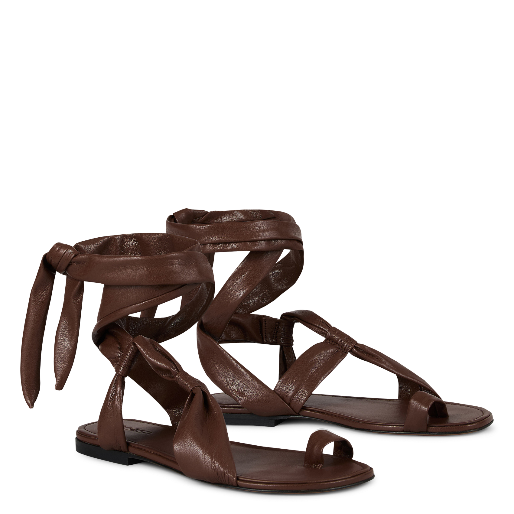 Sandales plates en cuir lowcovilla BA&SH Marron