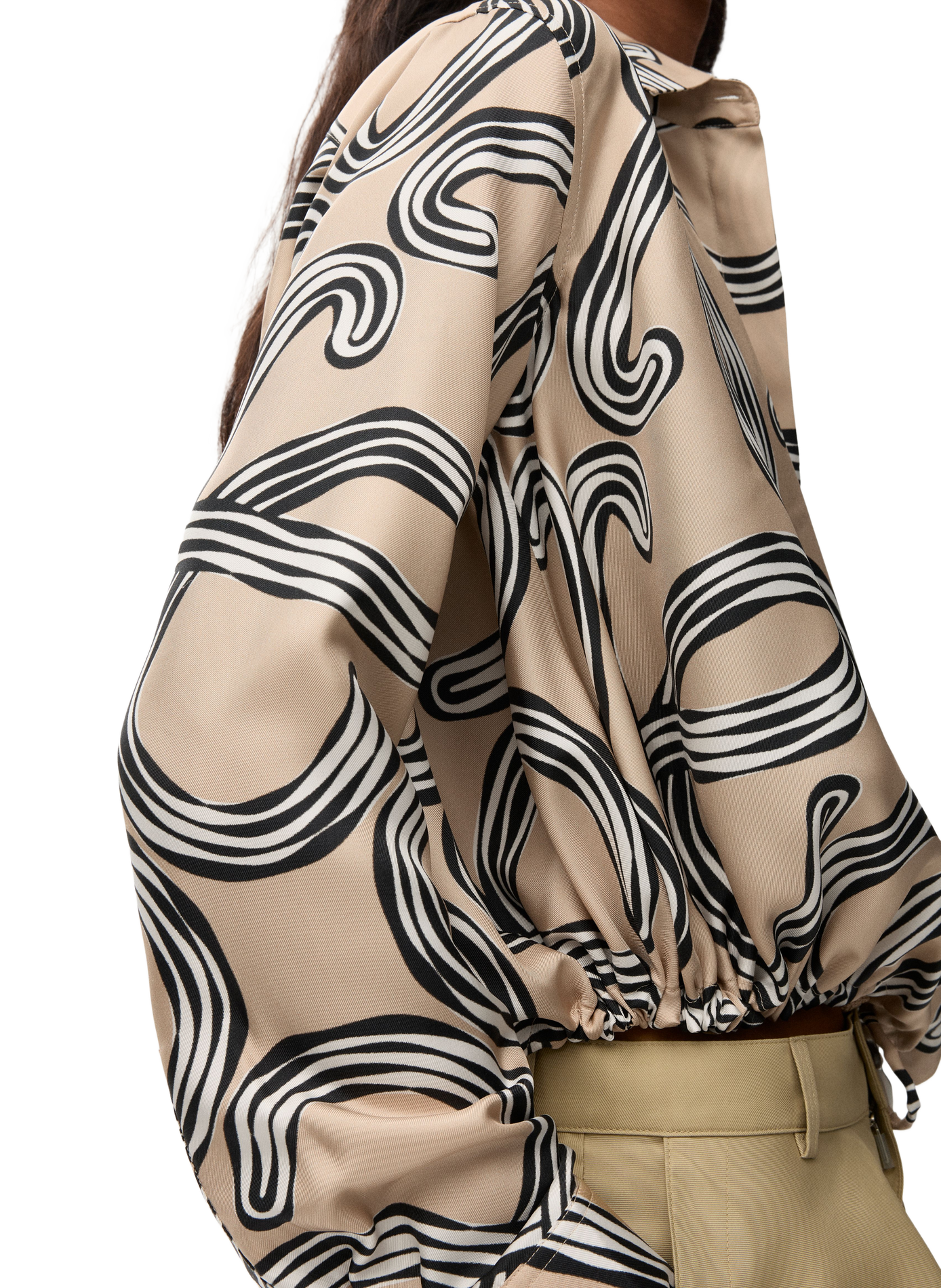 Printed silk balloon sleeve shirt LOEWE Beige