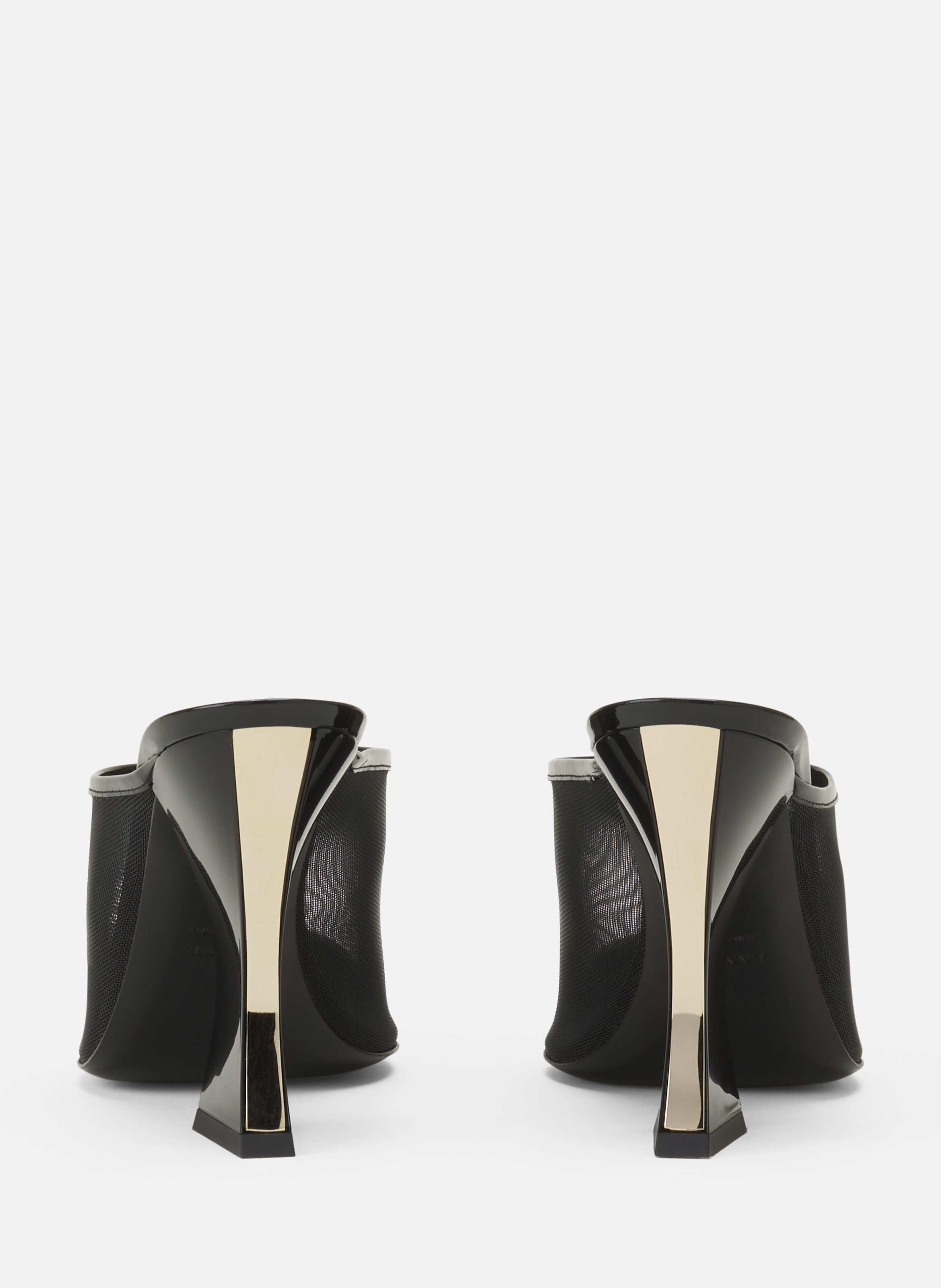 Mule nocturne en mesh et cuir patent LANVIN Noir