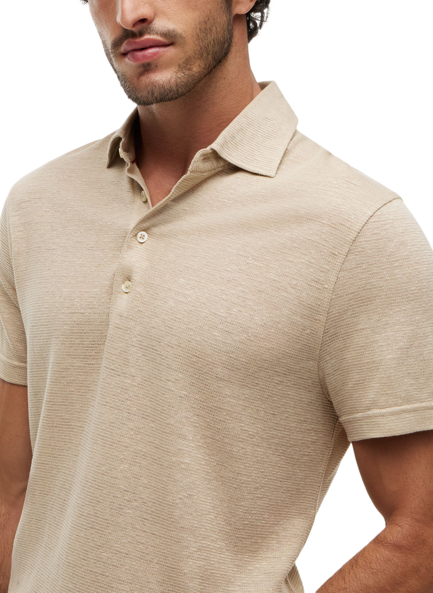 New York Label polo in cotton and linen TOMMY HILFIGER Beige