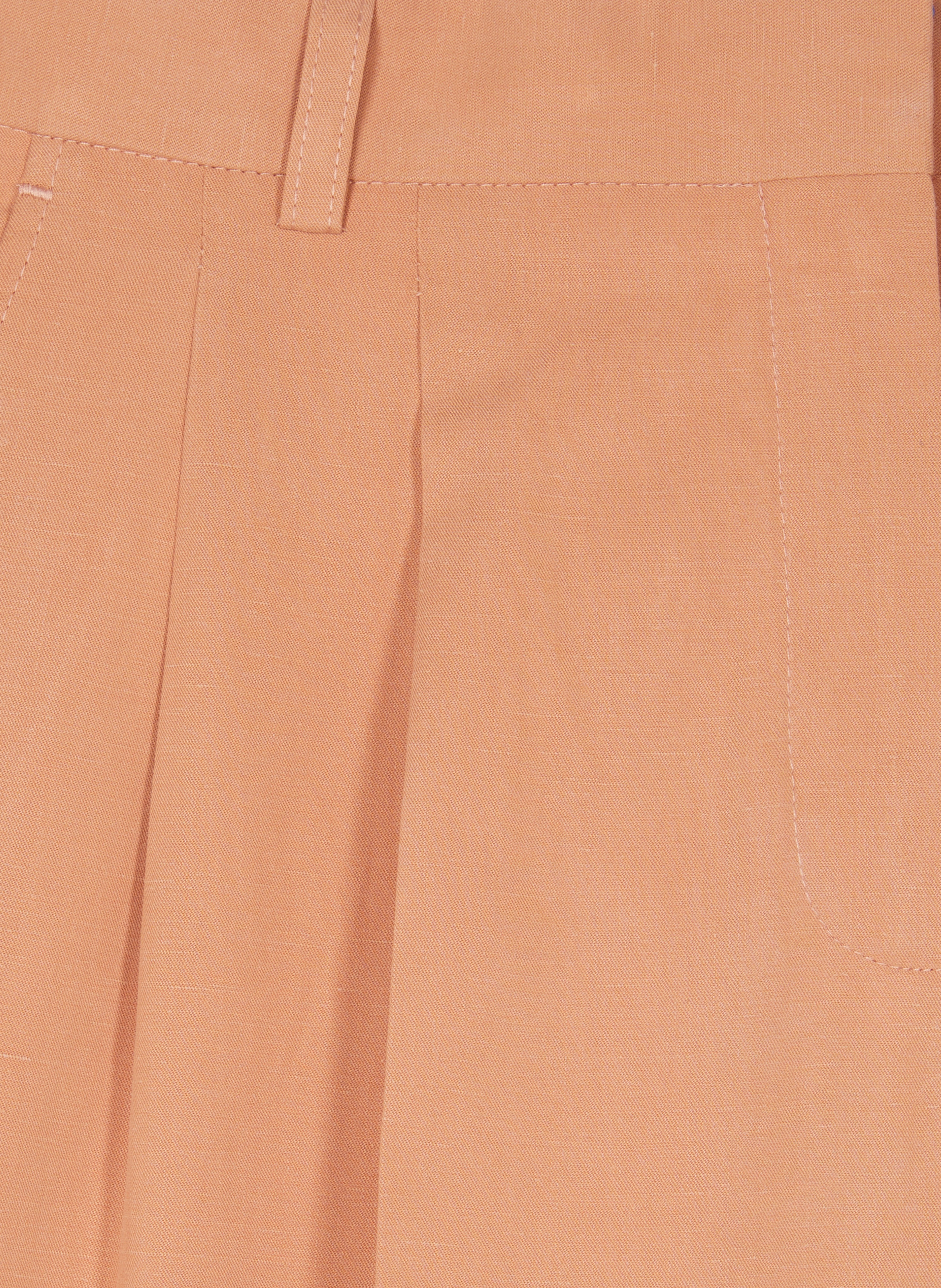 Pantalon de tailleur à pinces large en lin et coton THE KOOPLES Marron