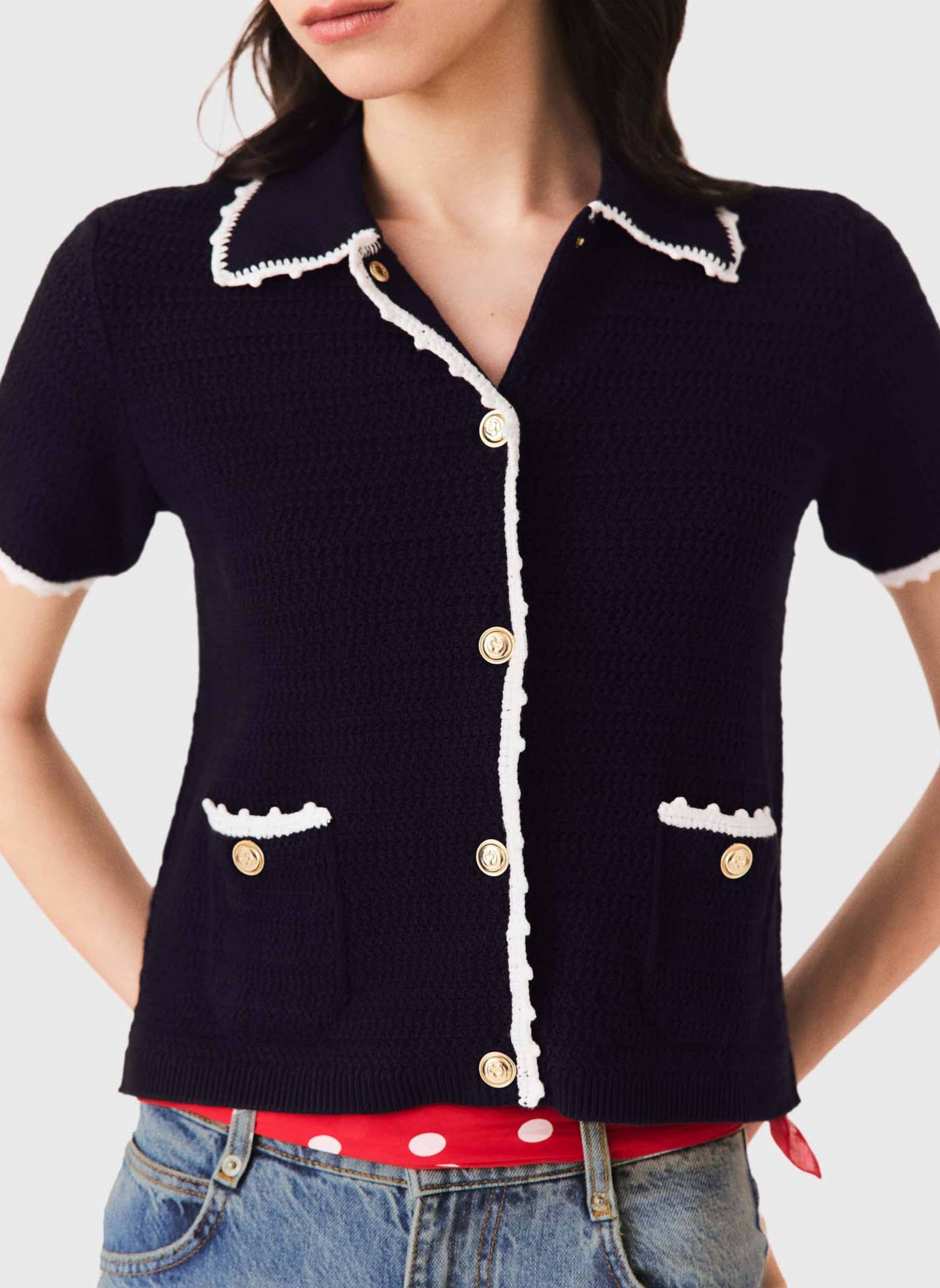 Cardigan droit en maille | Bleu MAJE Femme