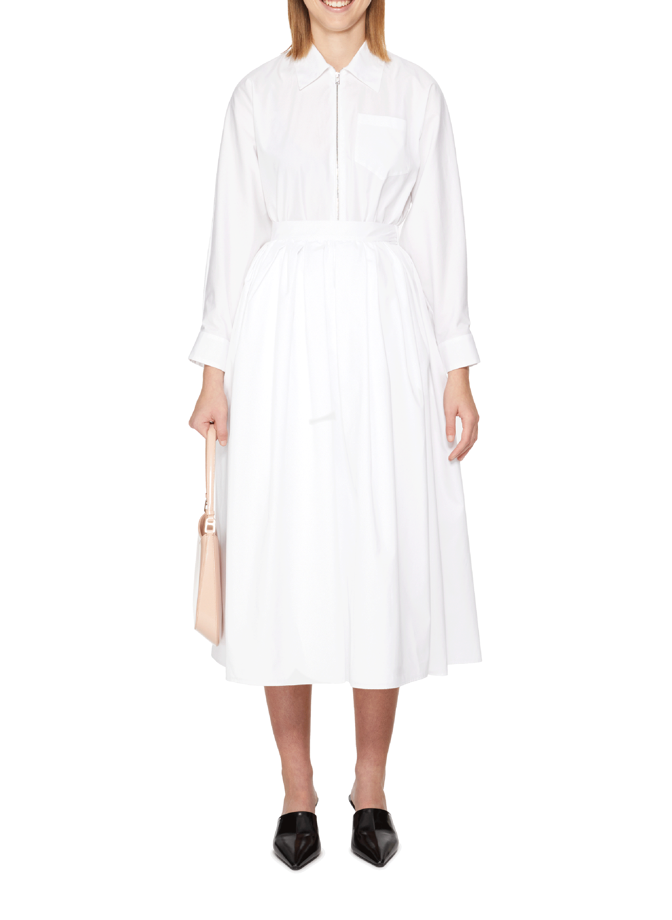 Robe en popeline de coton stretch PRADA Blanc