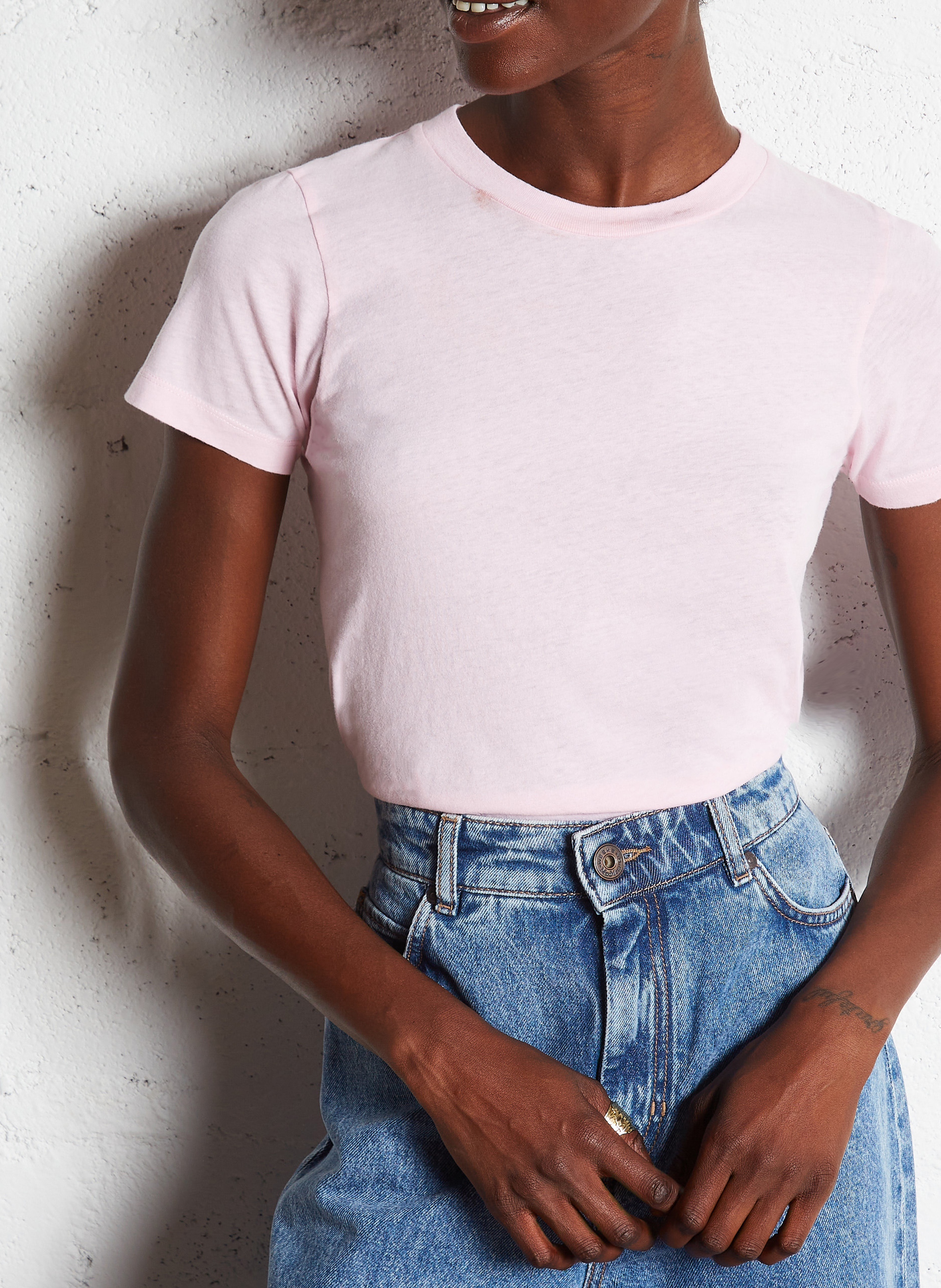 Tee-shirt col rond en coton gamipy AMERICAN VINTAGE Rose