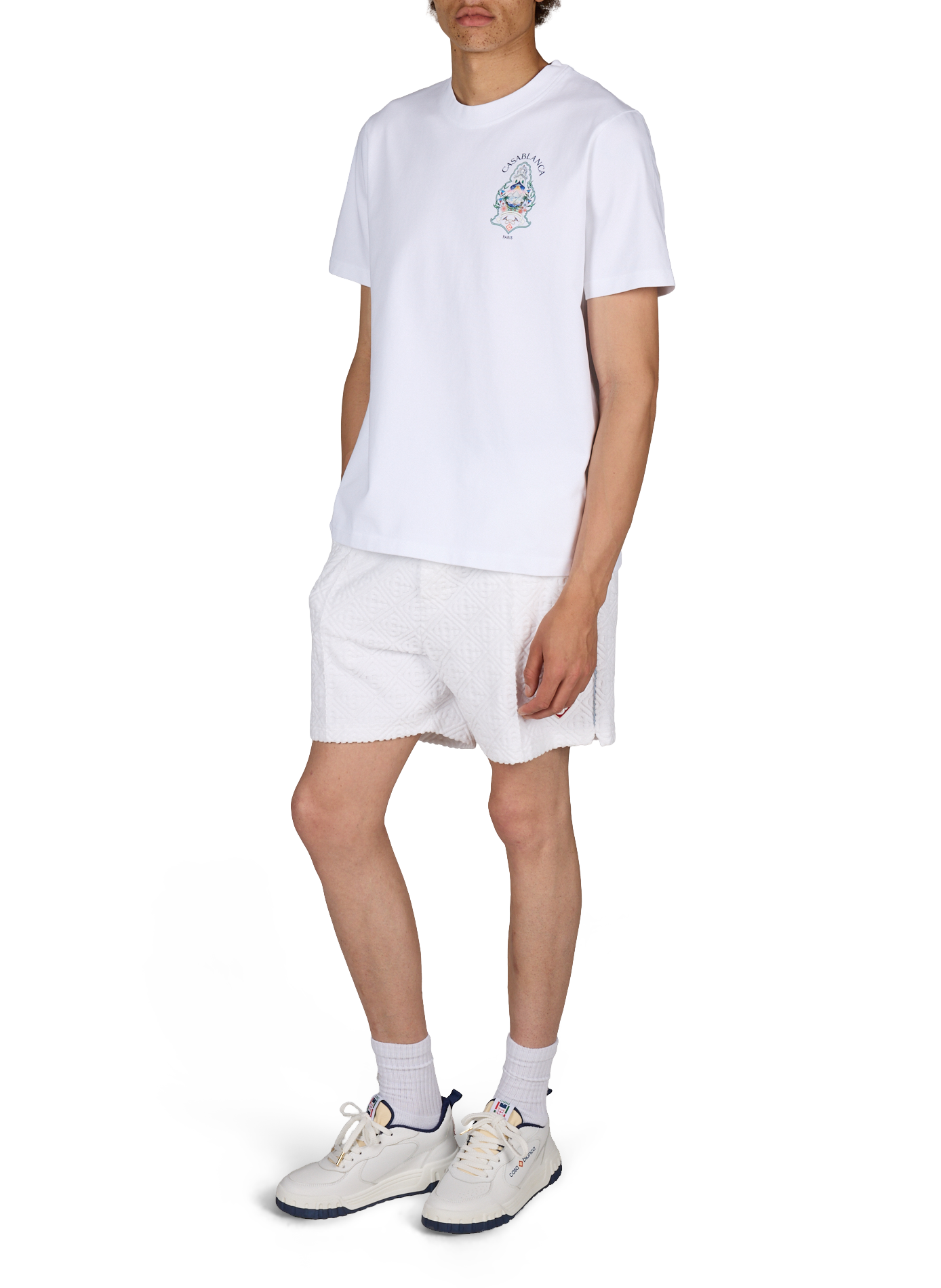 Short texturé en tissu éponge en coton mélangé CASABLANCA PARIS Blanc