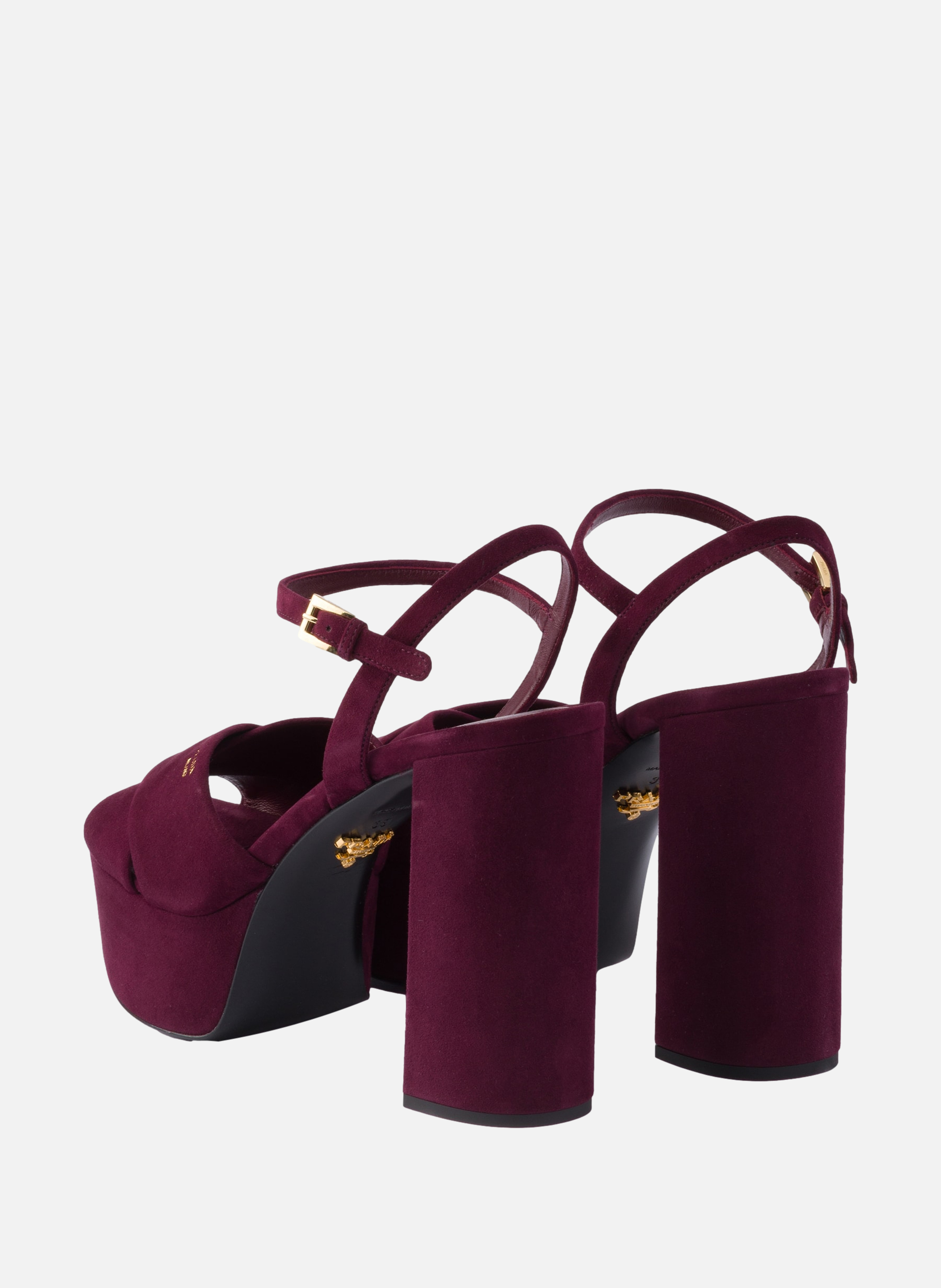 Sandales compensées en veau velours PRADA Rouge