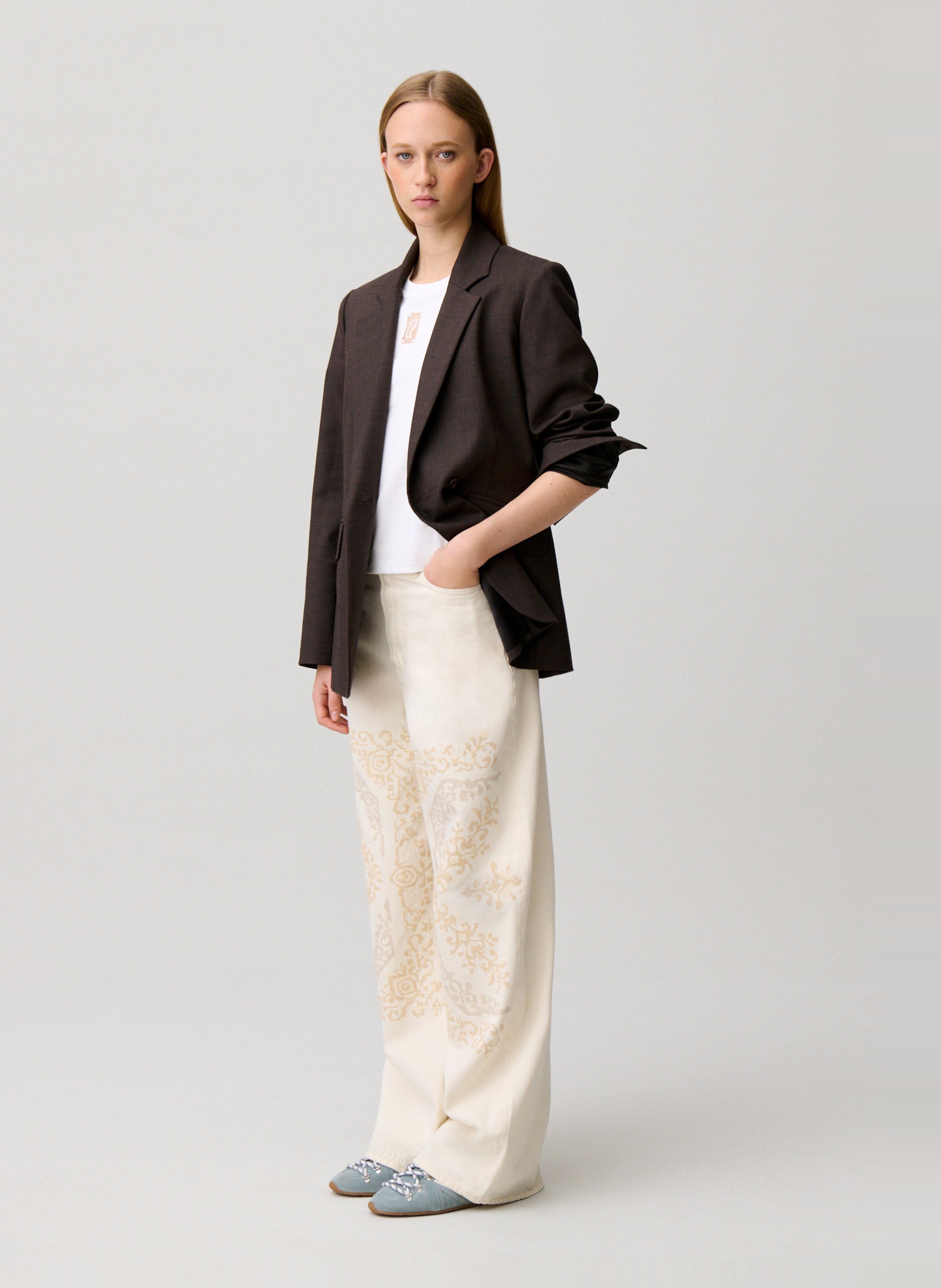 Veste tailleur droite unie en laine mélangée villagabis CLAUDIE PIERLOT Marron