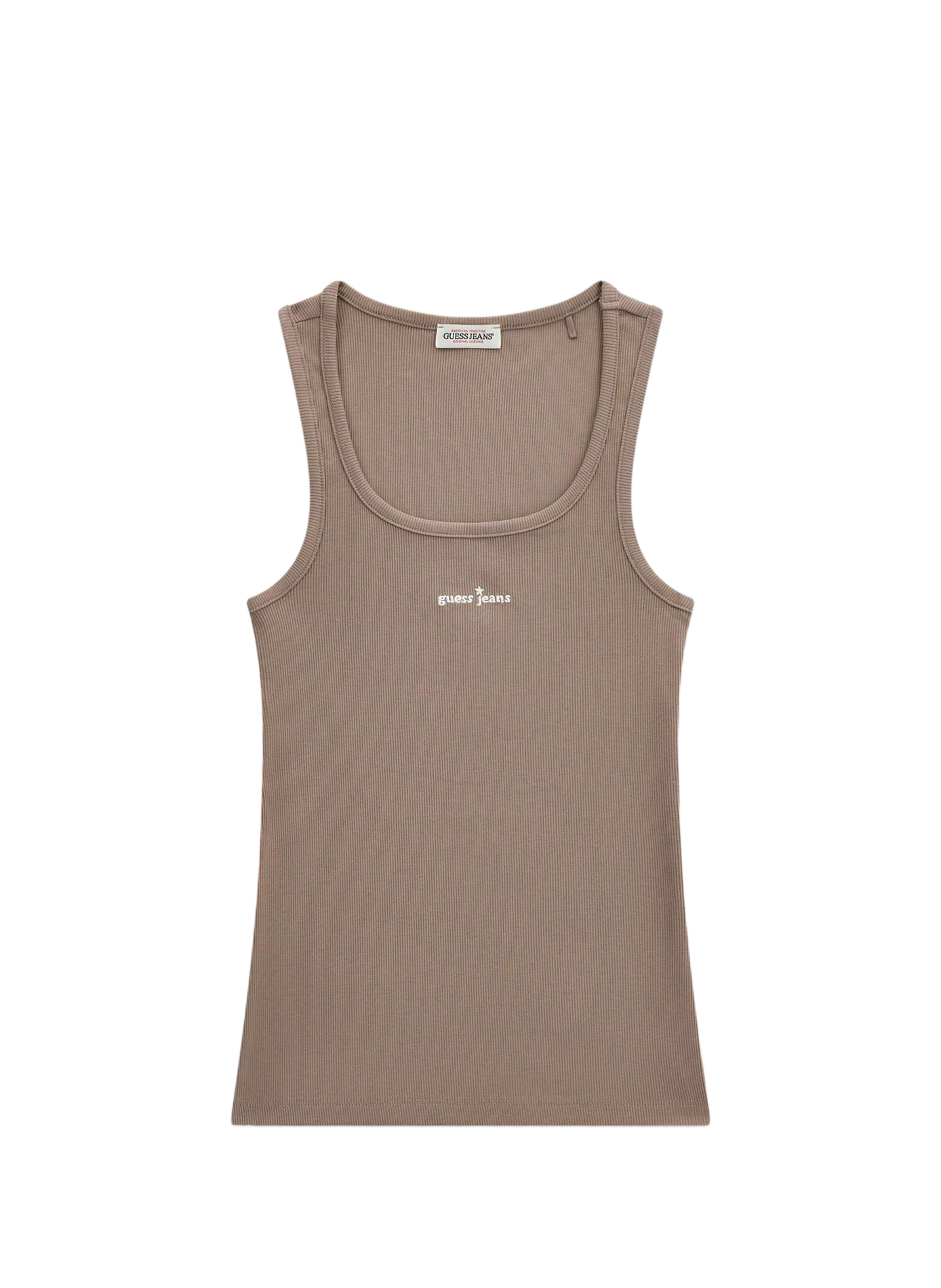 Round neck cotton tank top GUESS Brown