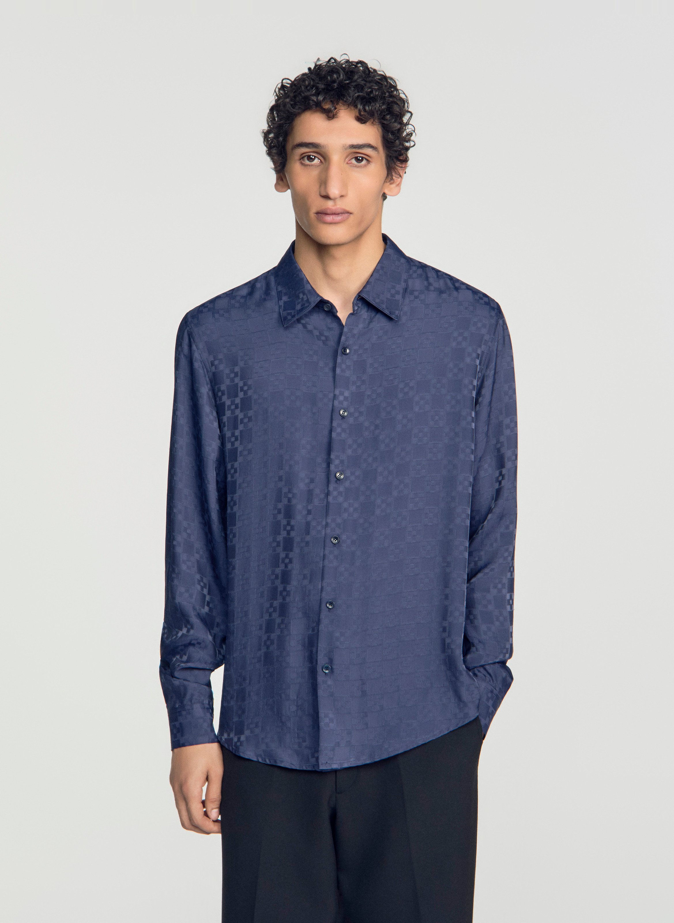 Chemise droite jacquard SANDRO Bleu