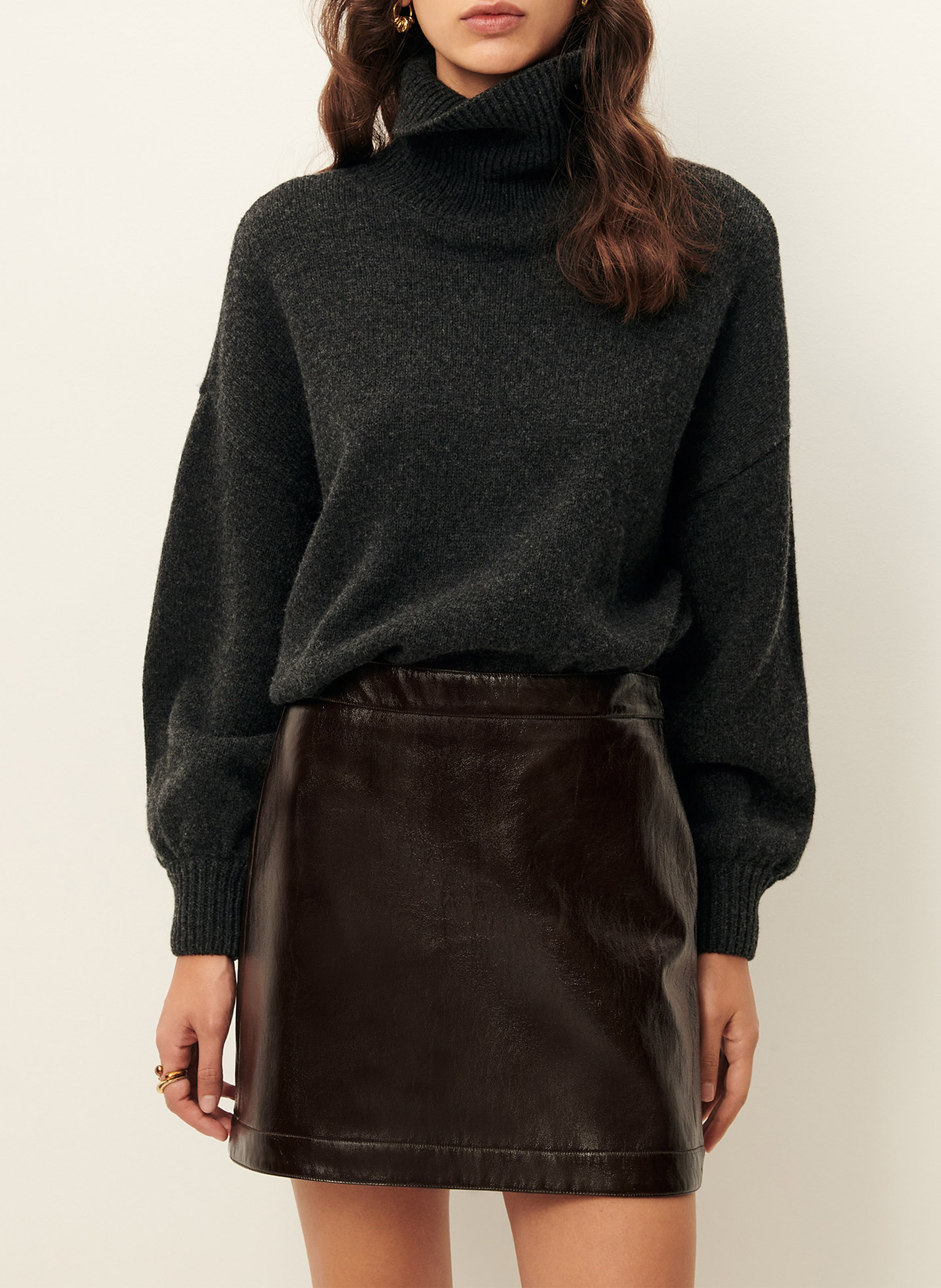 Jupe courte droite abby SESSUN Marron