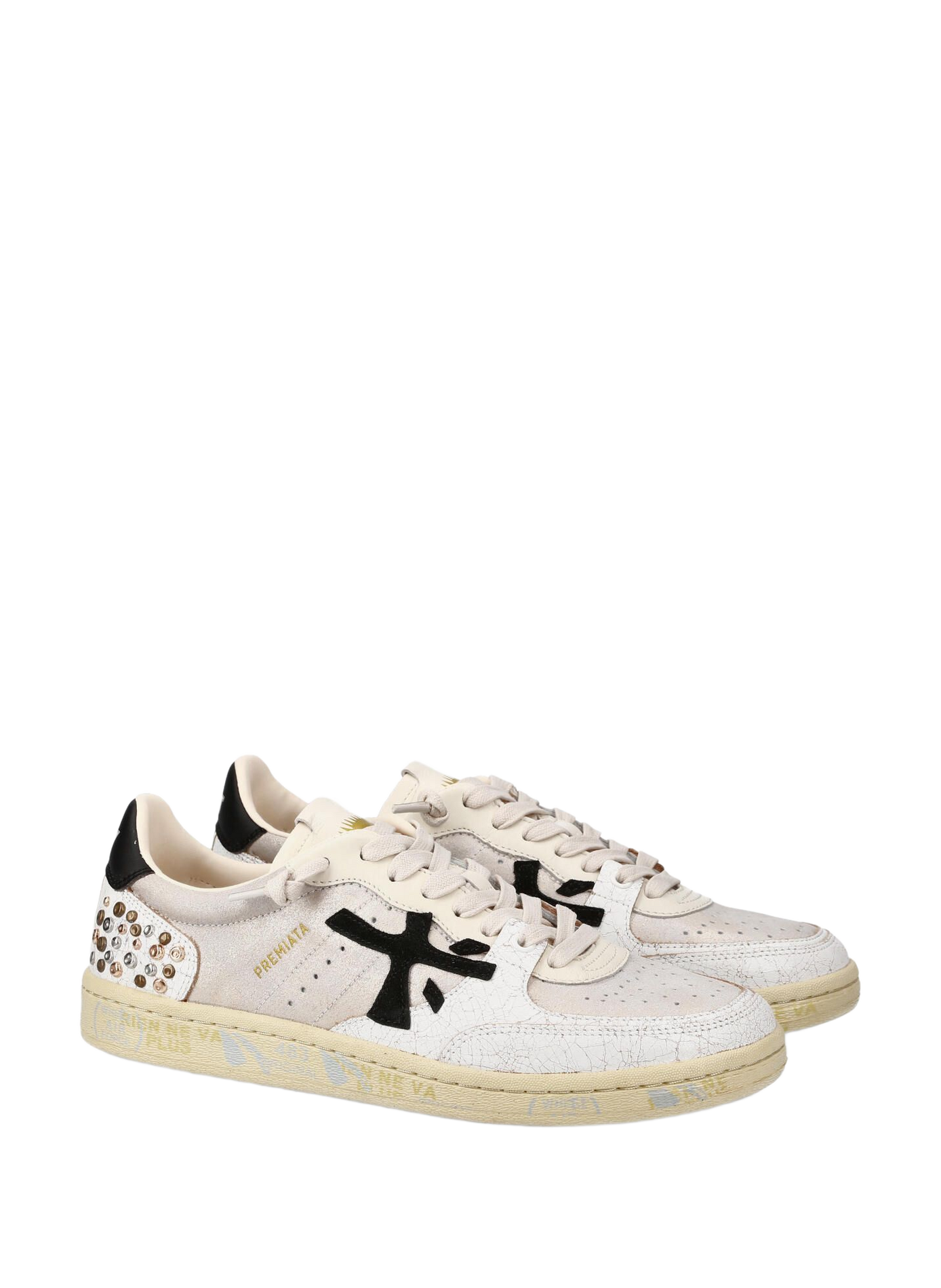 Baskets basses BSKT CLAYD à lacets en cuir mélangé PREMIATA Blanc
