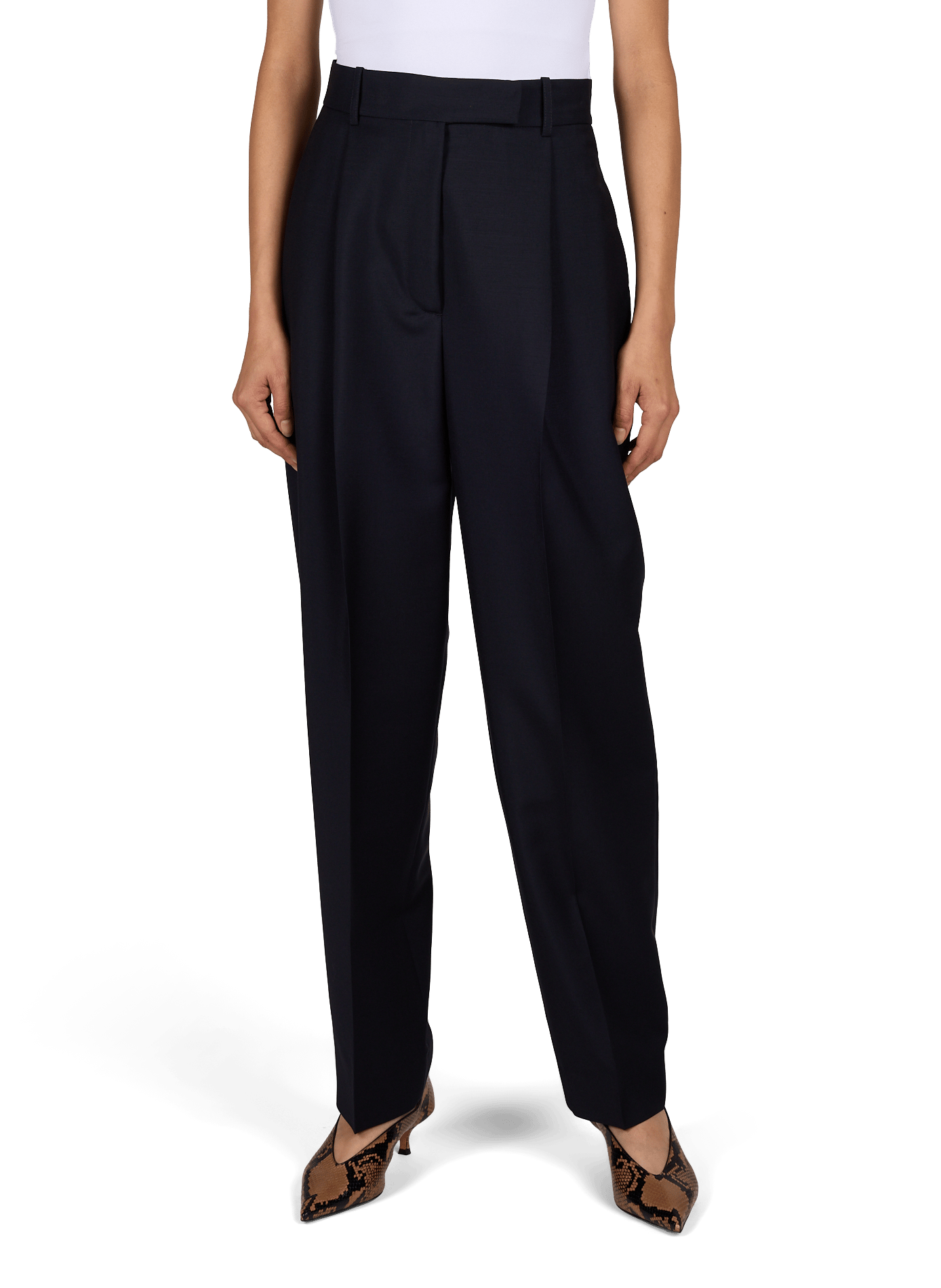 Pantalon mom en laine vierge mélangée ROHE FRAMES Bleu