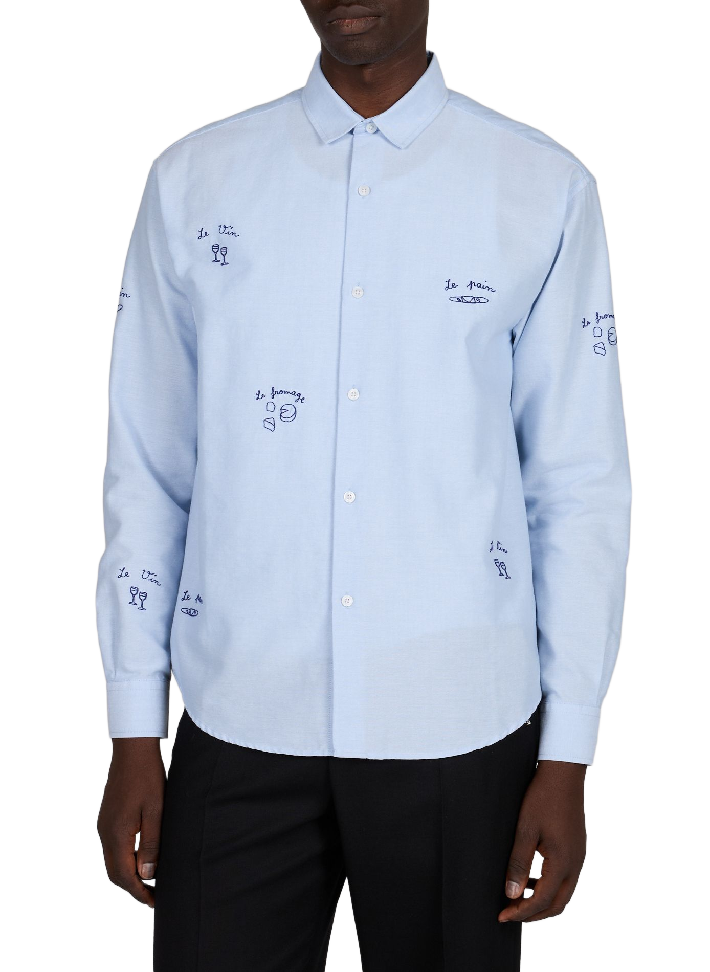 Straight shirt with classic collar in embroidered cotton MAISON LABICHE Blue