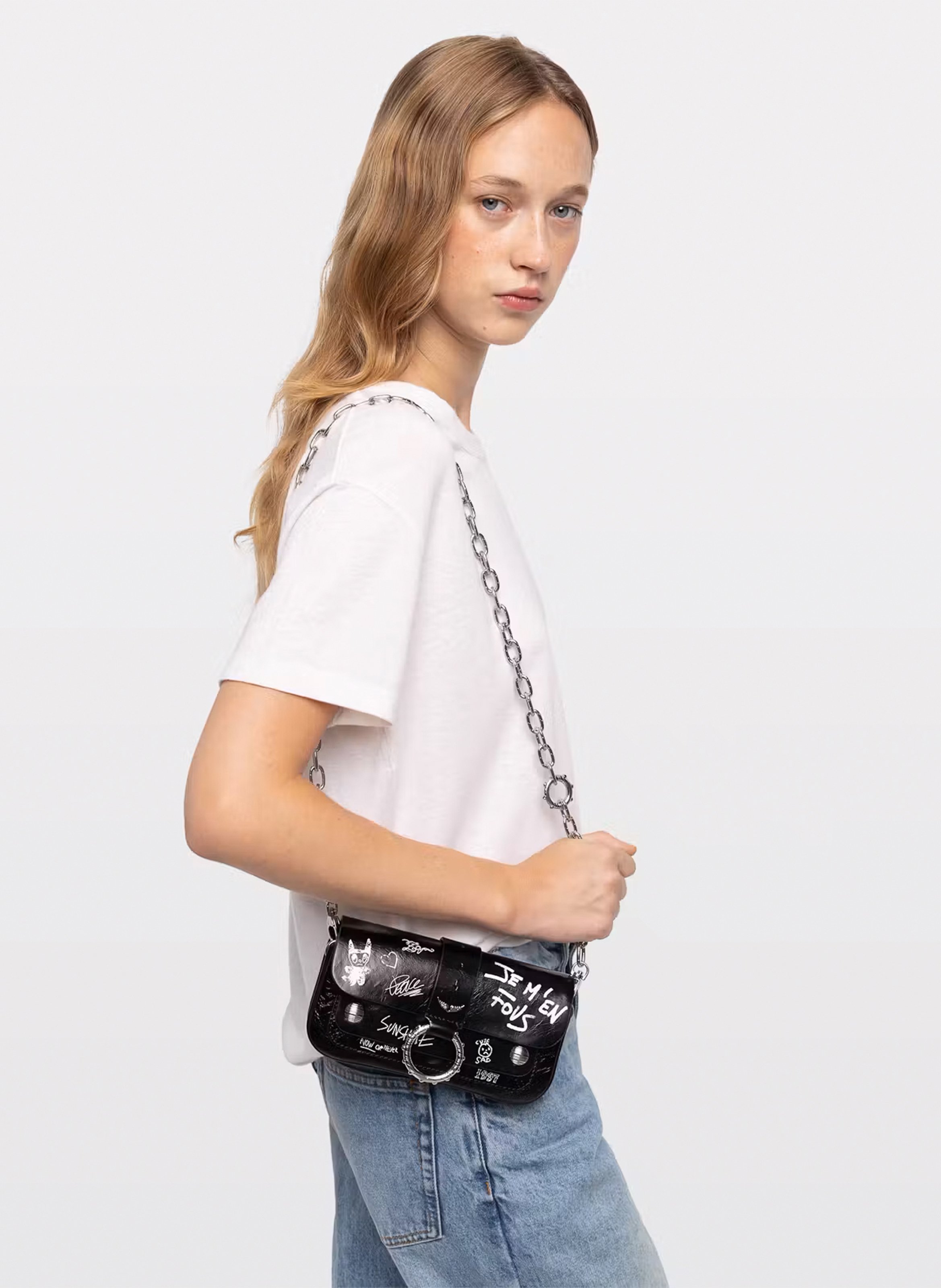Schoudertas met bedrukt leer Kate wallet ZADIG&VOLTAIRE Zwart