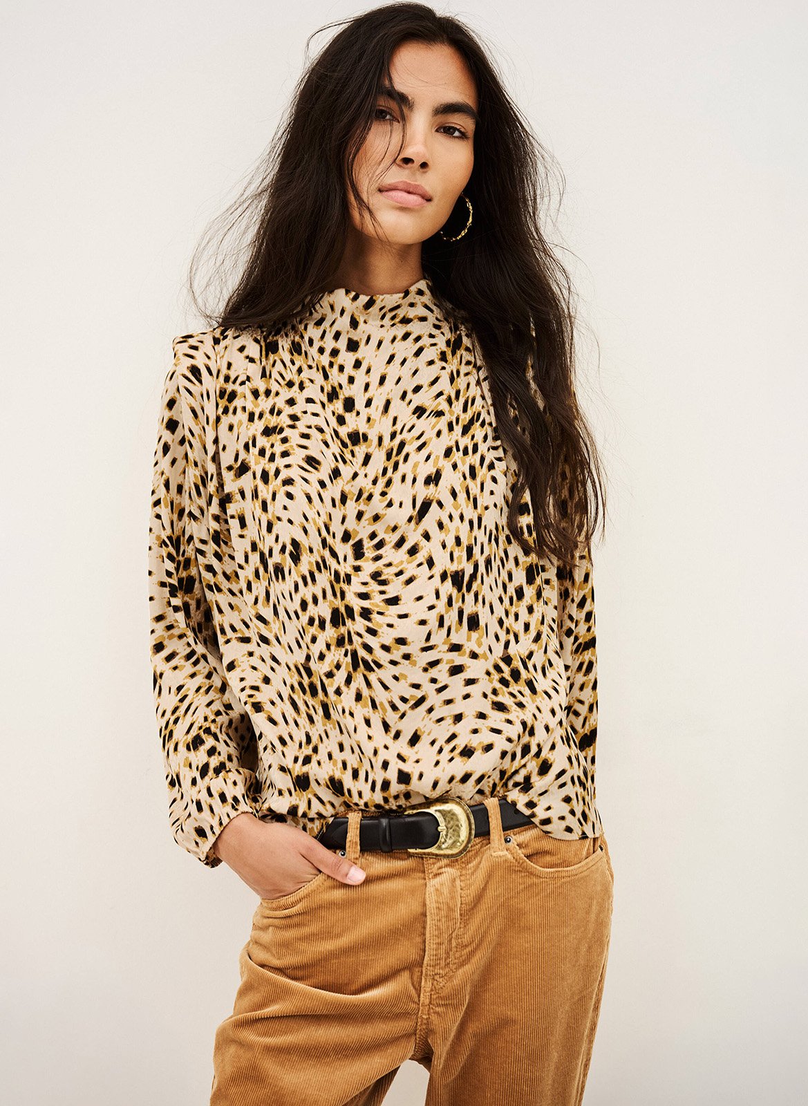 Blouse imprimée à col montant hope BA&SH Beige