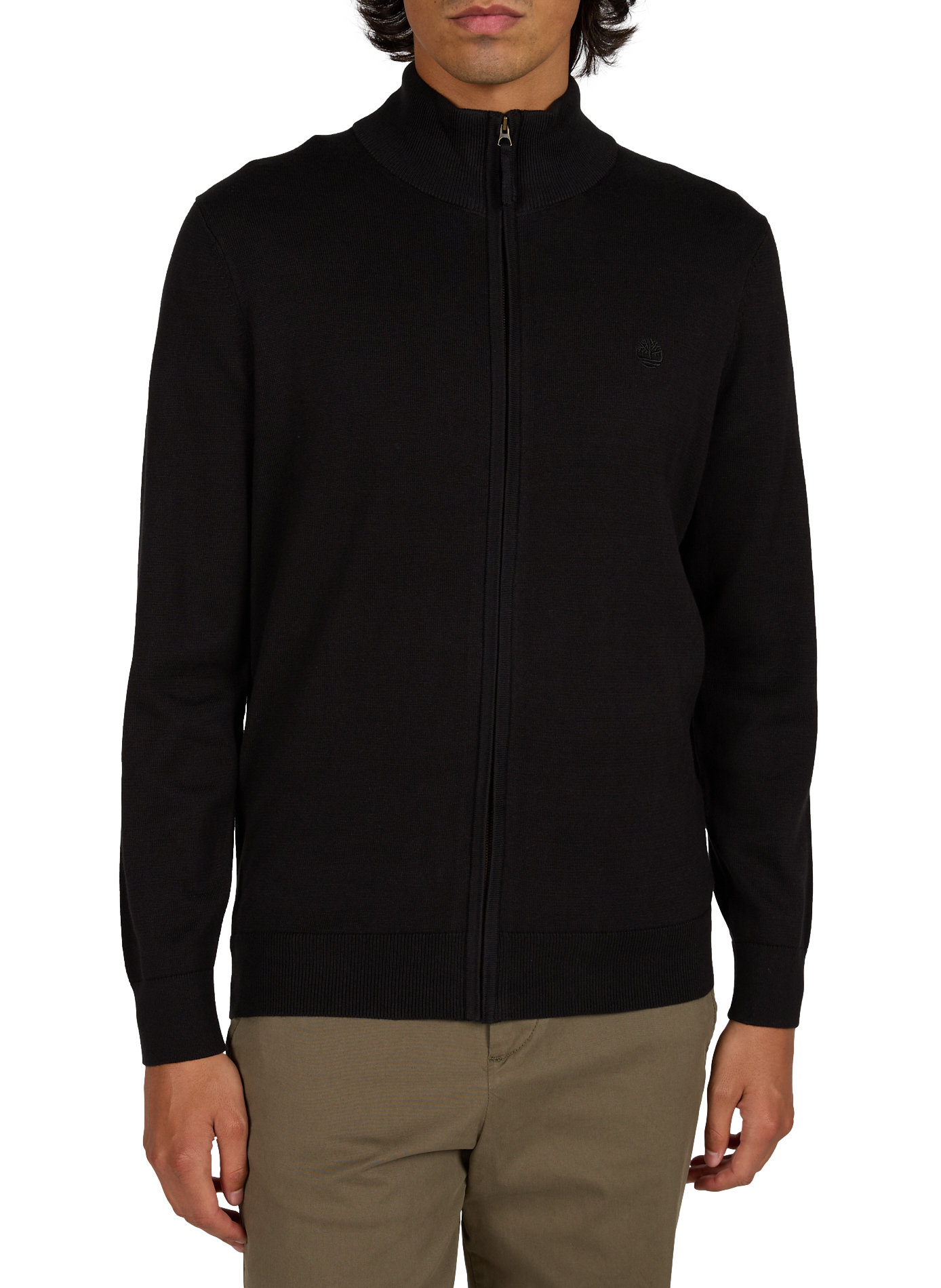 Straight zip-up cotton sweater TIMBERLAND Black