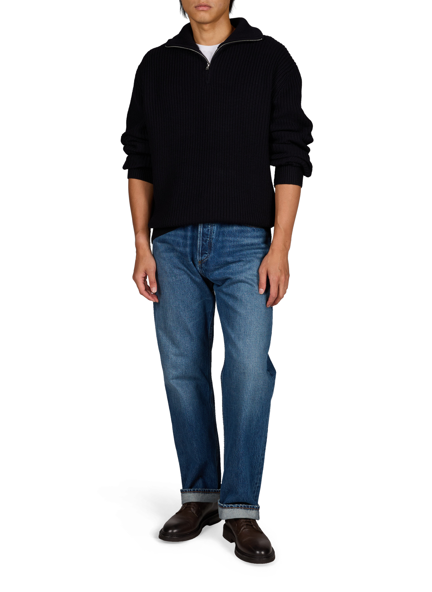 Wool ribbed turtleneck sweater. A.P.C. Blue