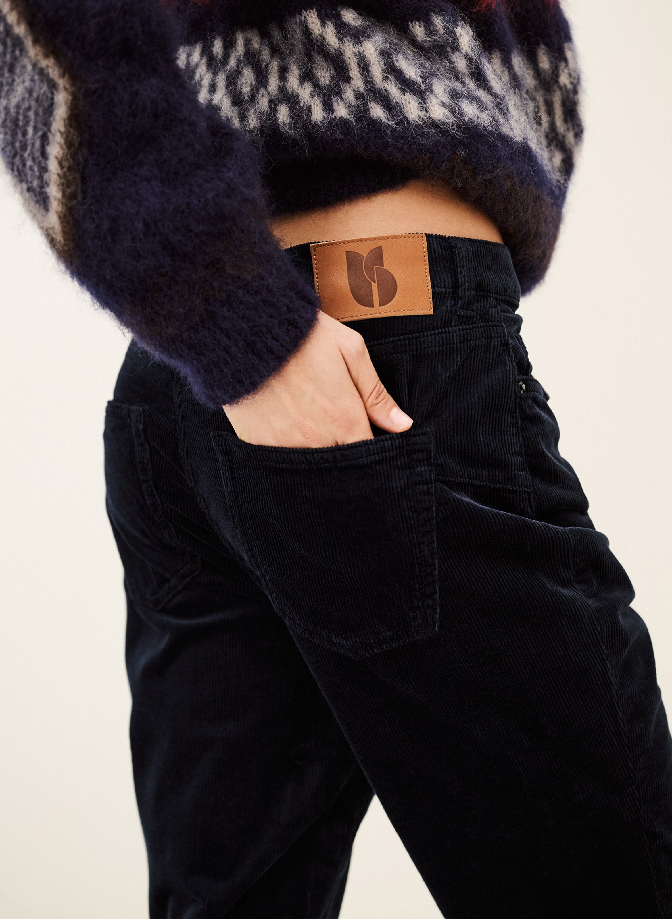 Pantalon droit en velours côtelé vassili | Bleu BA&SH Femme