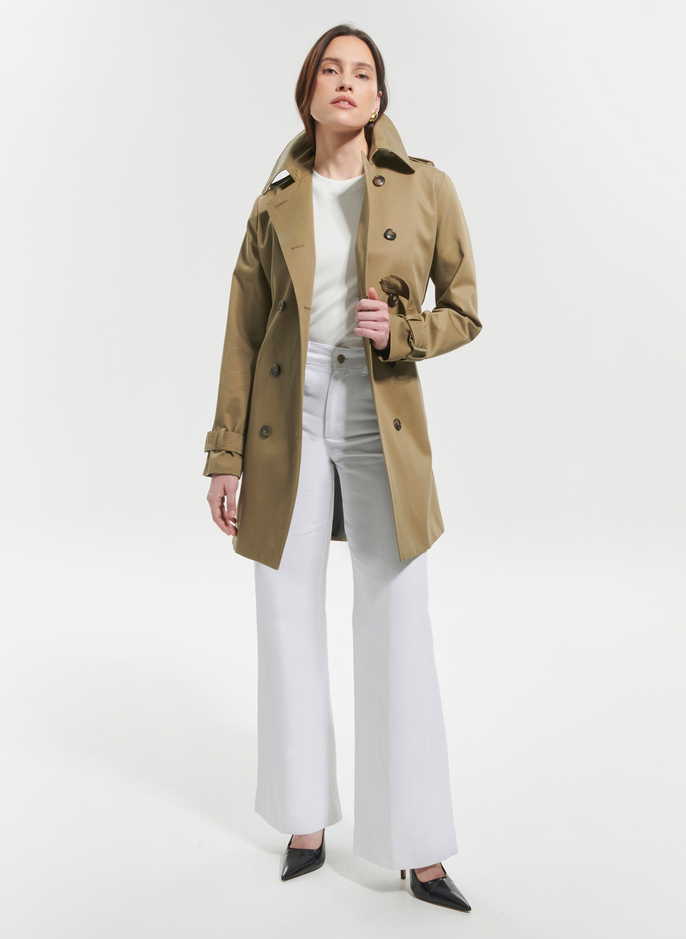 TRENCH MI-LONG UNI DROIT ?� MANCHES LONGUES - TAOTO - ZAPA pour FEMME | Printemps.com