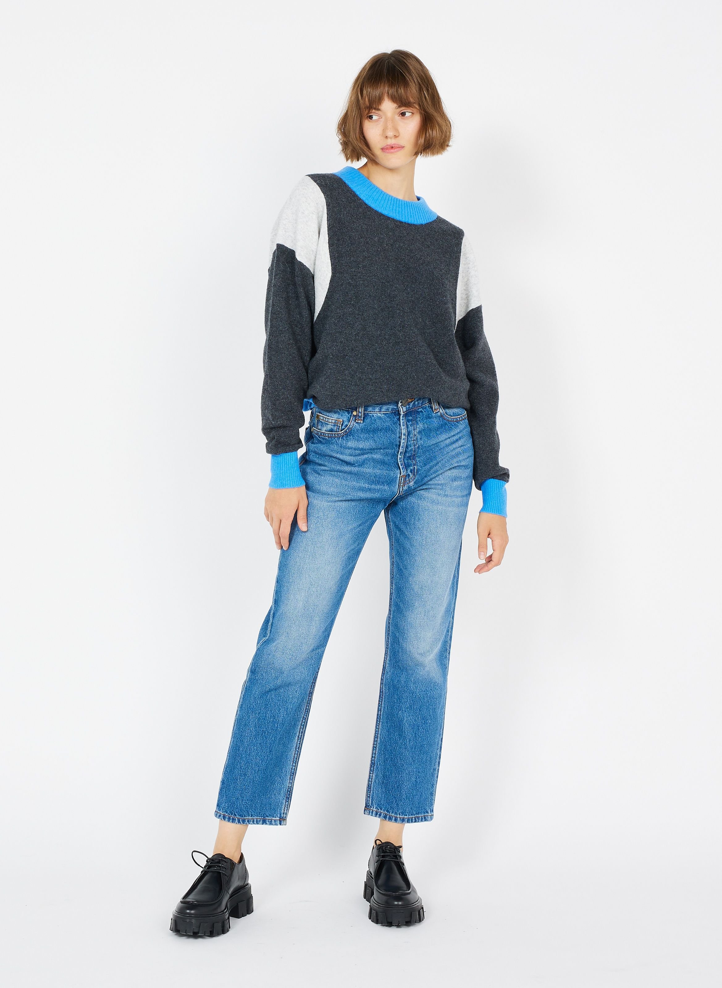 Gilet ouvert en laine et alpaga mélangé east AMERICAN VINTAGE Bleu