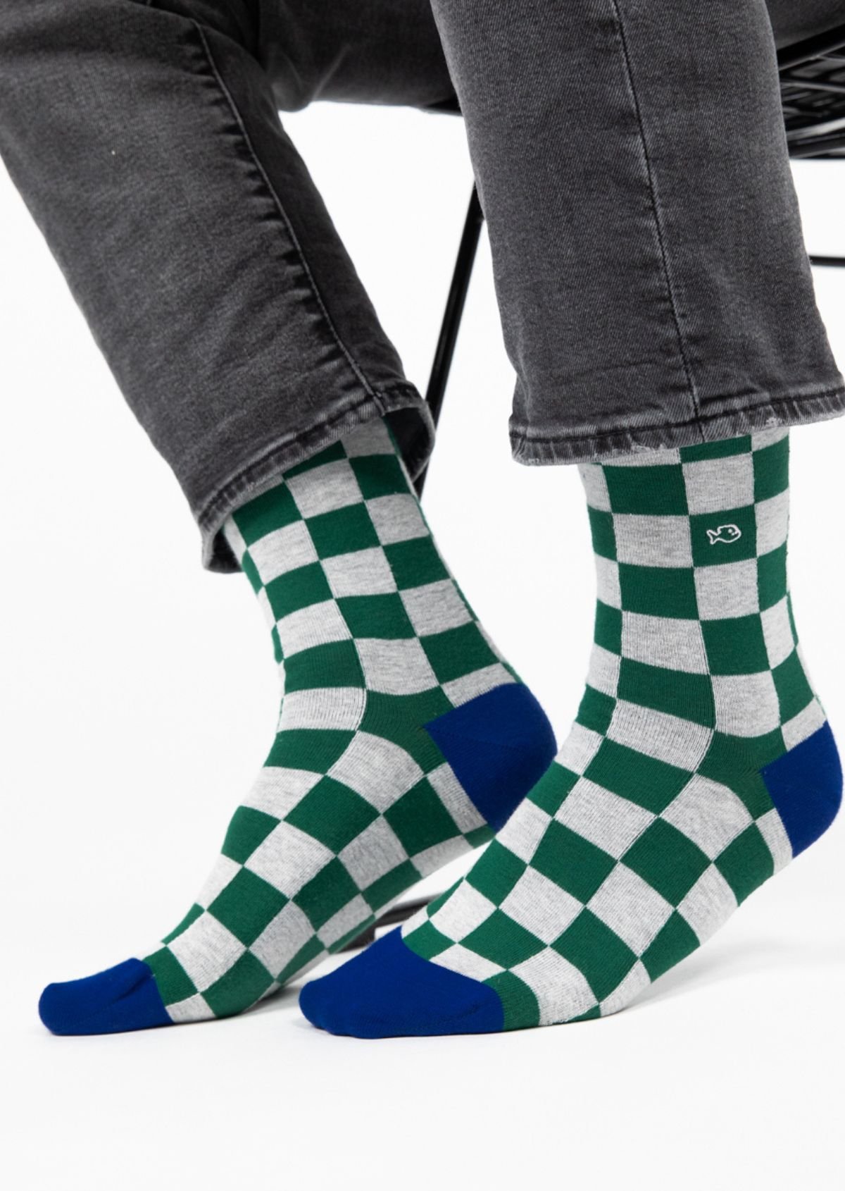 Chaussettes en coton peigné carreaux BILLYBELT Vert