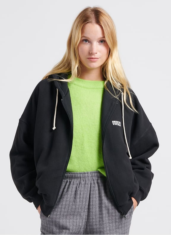 Sweat oversize en coton mélangé izubird Noir by AMERICAN VINTAGE AMERICAN VINTAGE Sweat oversize en coton mélangé izubird Noir