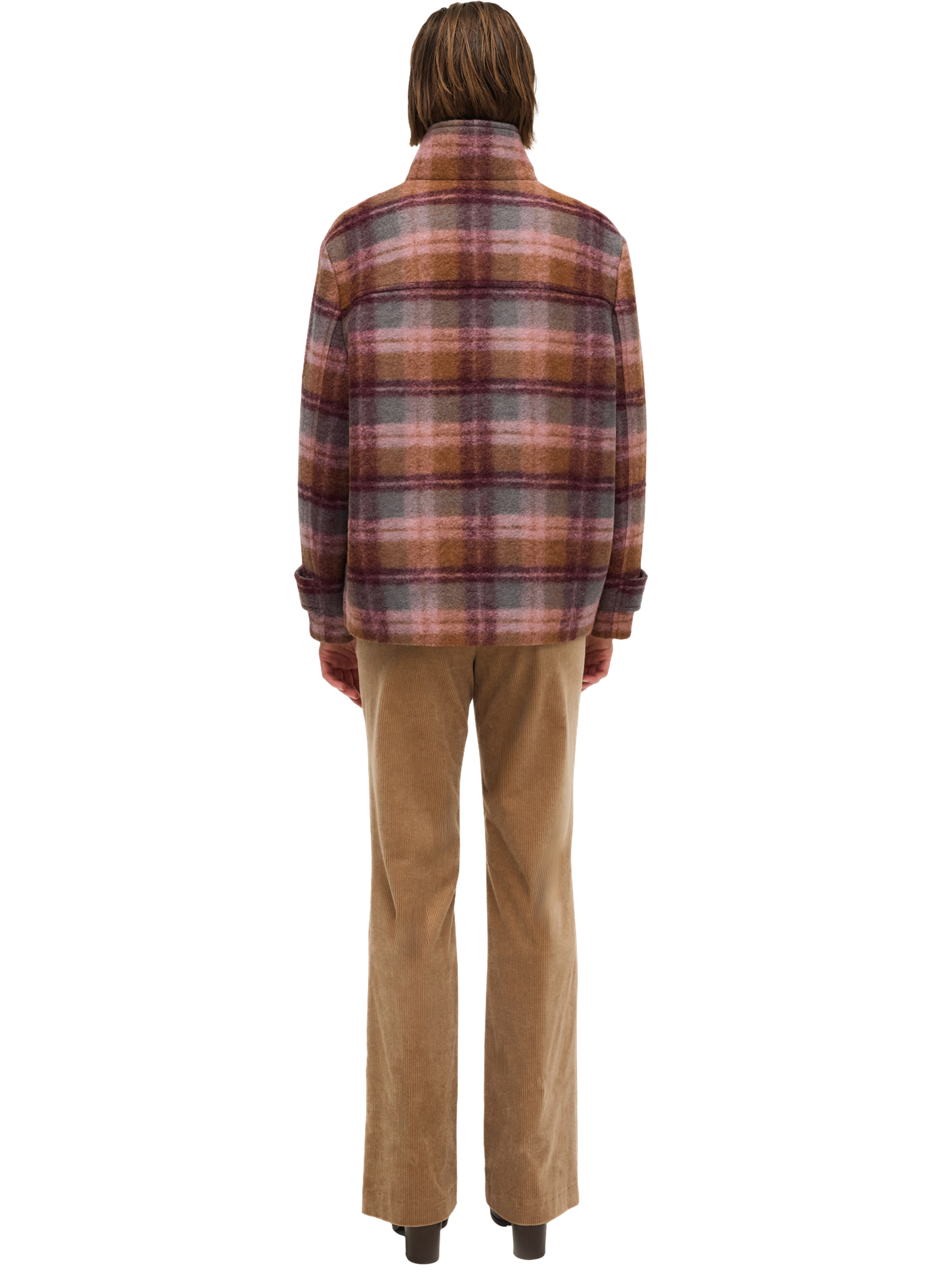 Manteau à col montant à carreaux - marlyse PABLO Rose