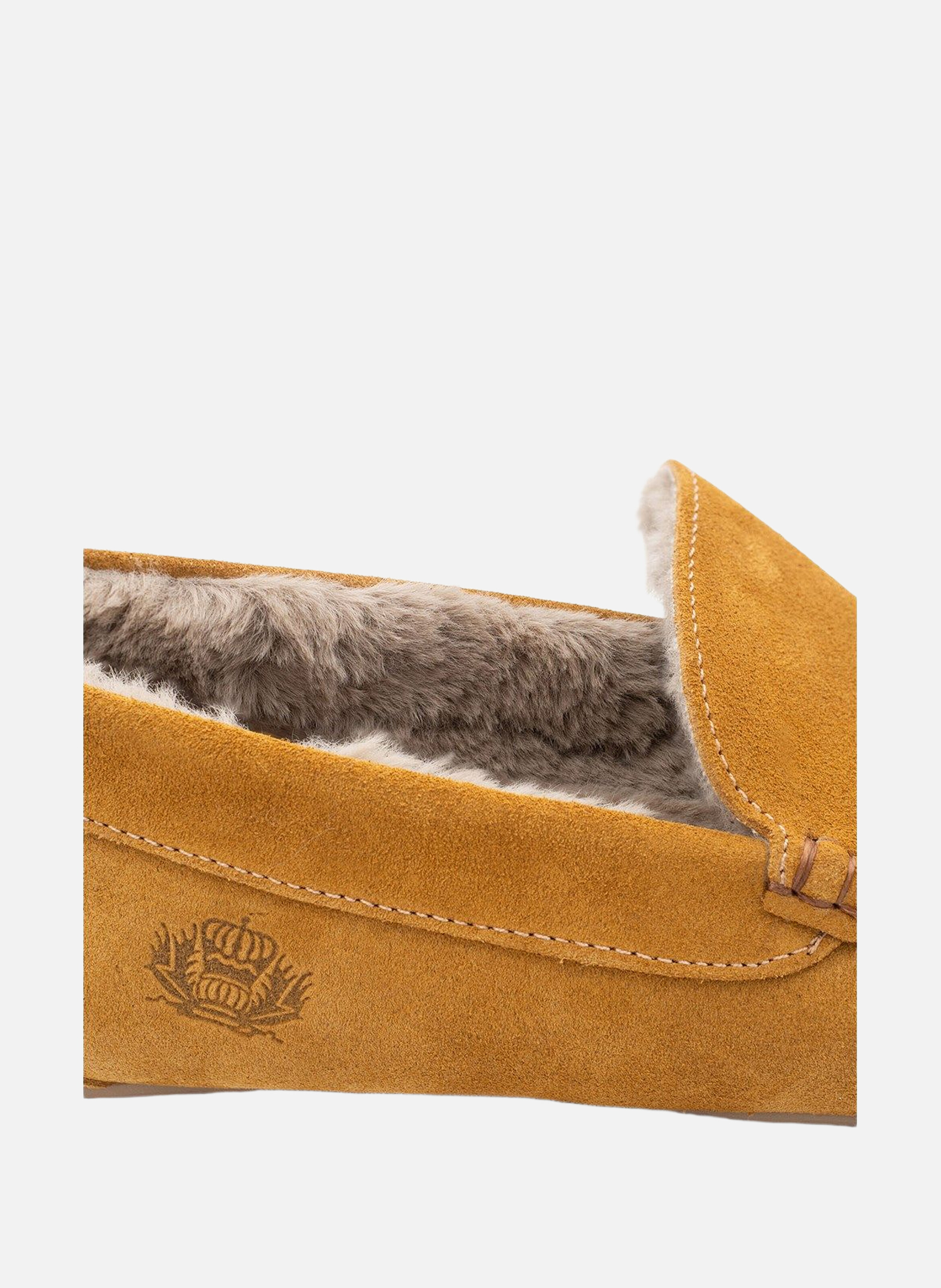 Pantoufle fourrée en daim homs FINSBURY Marron