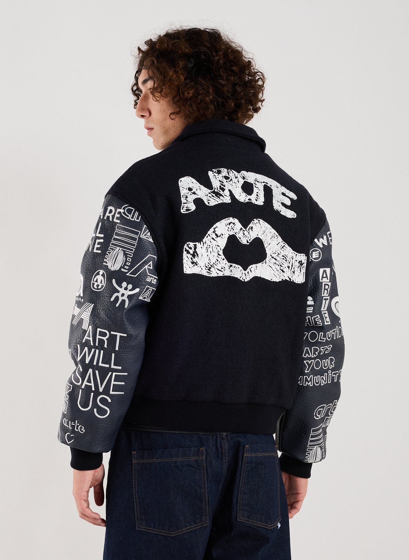 Blouson droit en laine mélangée ARTE ANTWERP Bleu