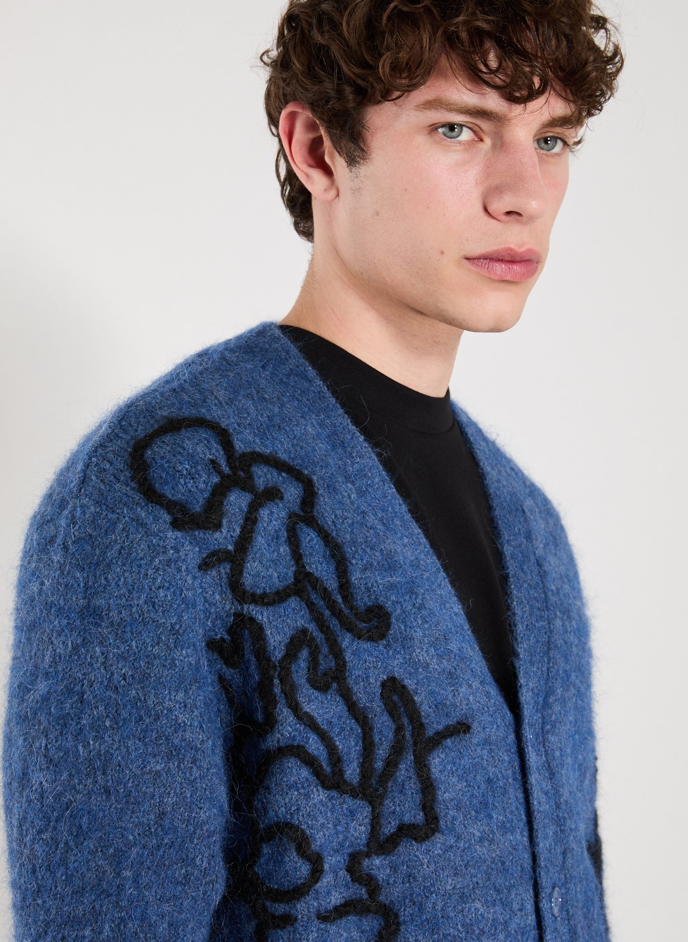 Kyle Alpaca Blend Bordered Cardigan NN.07 Blue