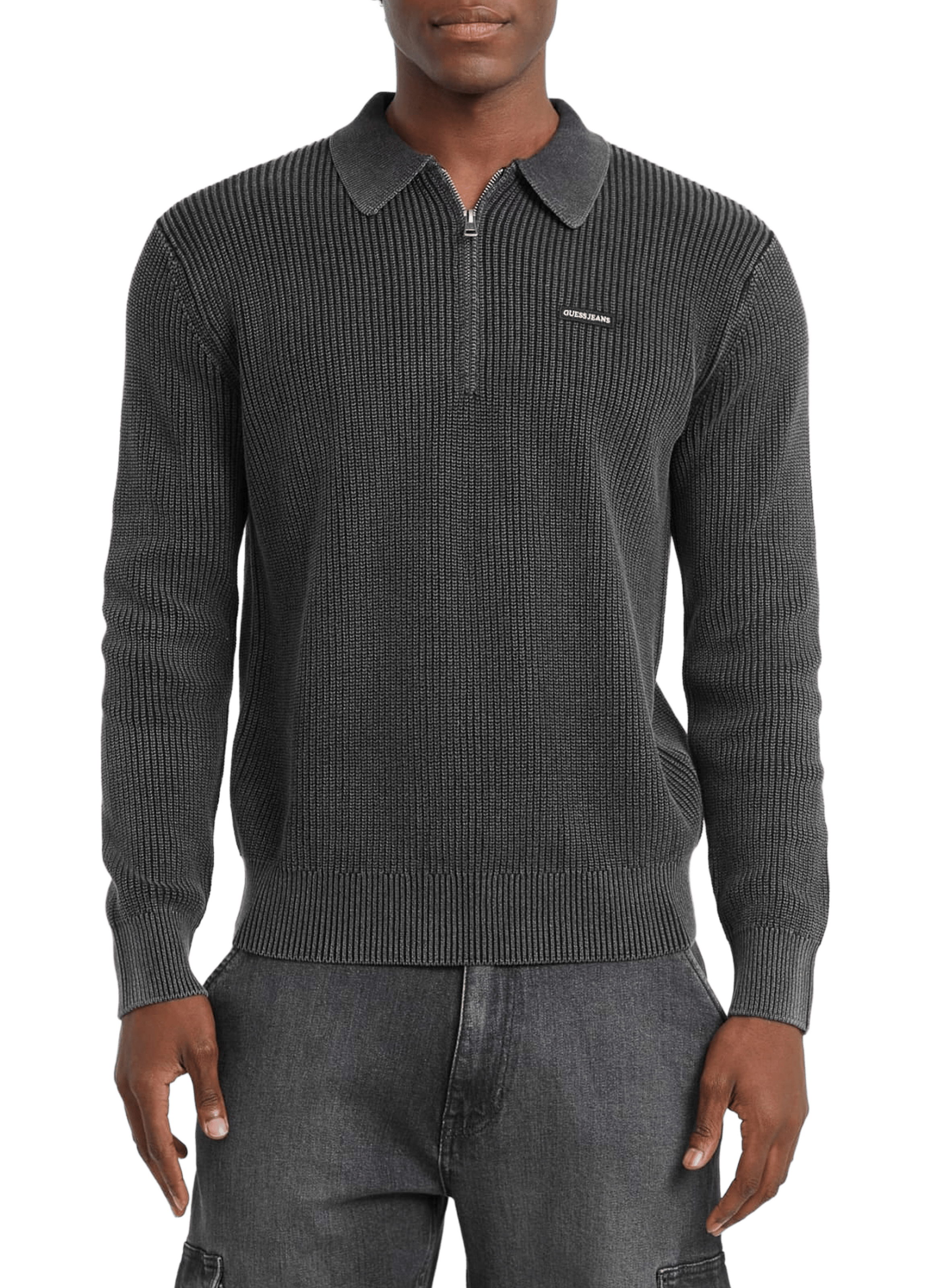 Ribbed cotton jumper GUESS Black