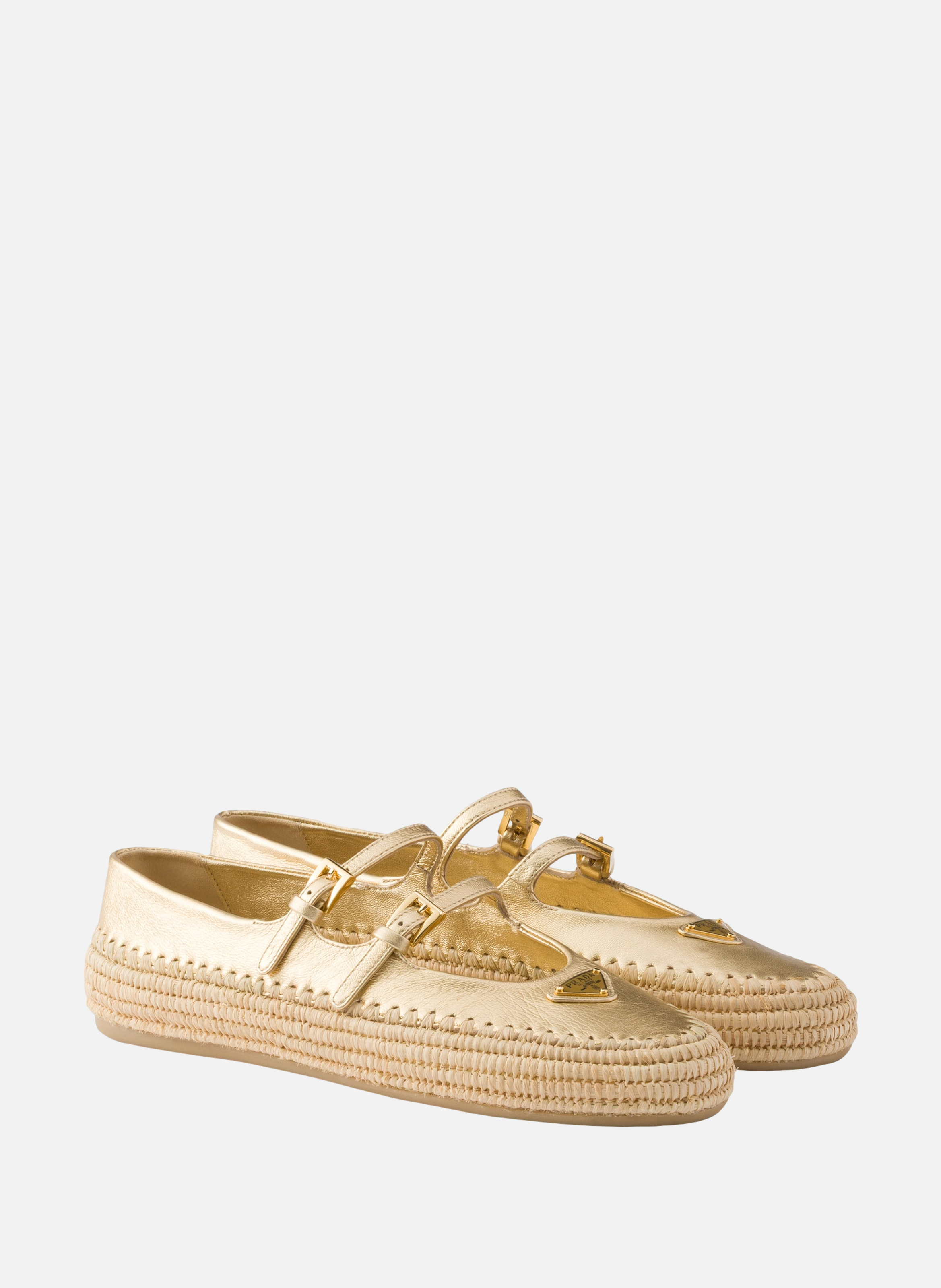 Ballerines en cuir nappa mordoré PRADA Argent