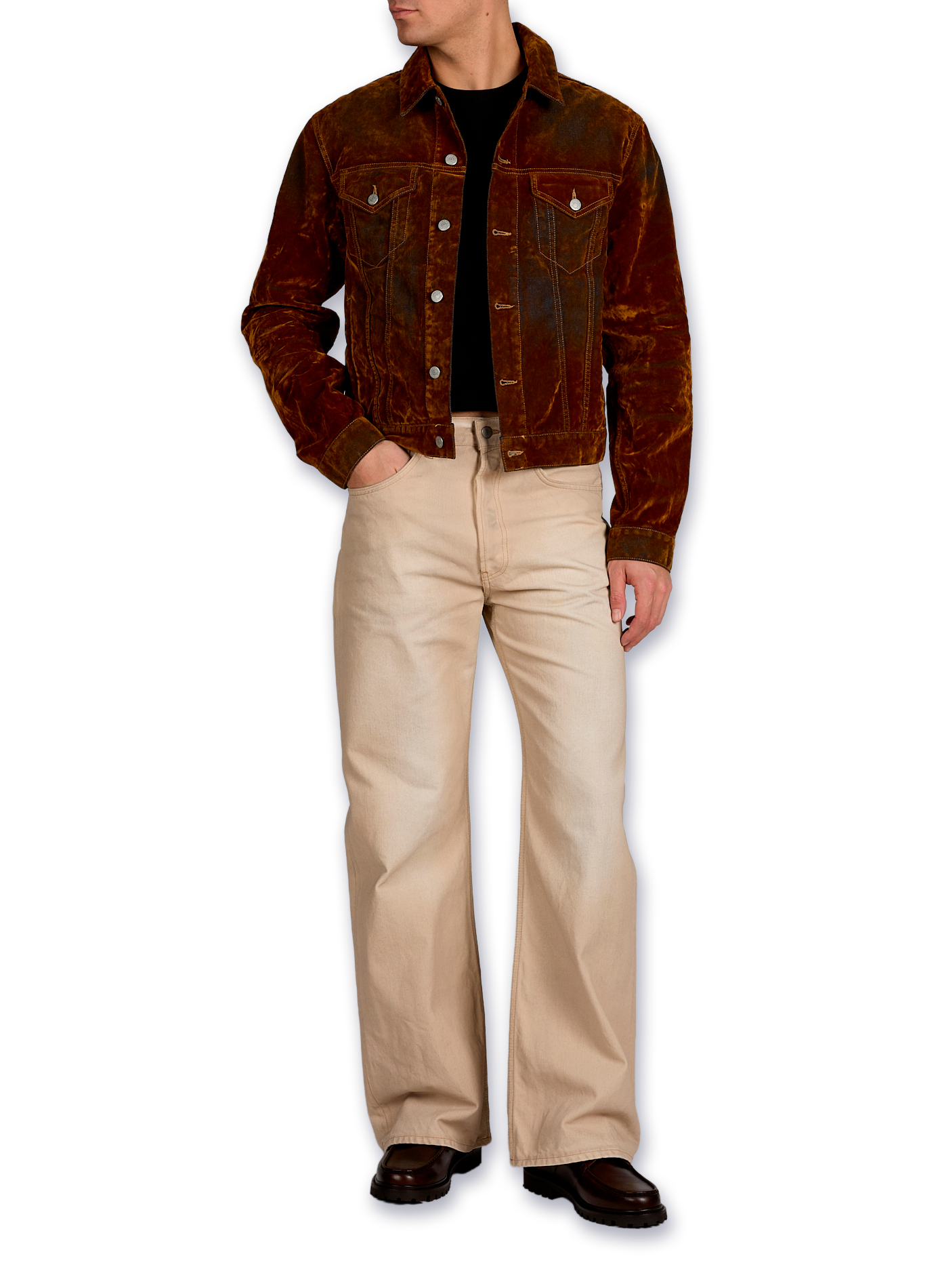 Veste velours col classique en coton recyclé mélangé ACNE STUDIOS Marron