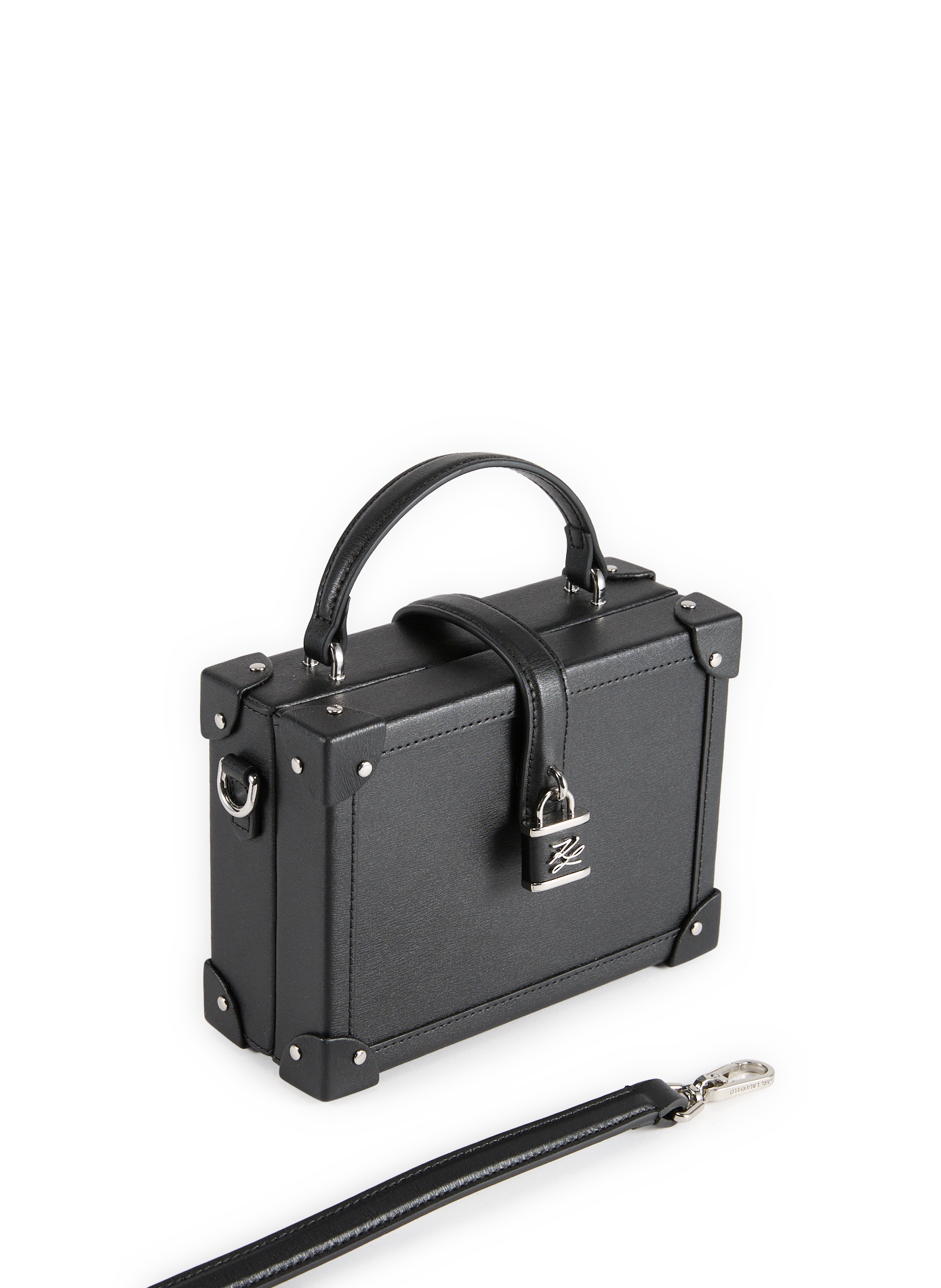 Leather trunk-shaped handbag KARL LAGERFELD Black
