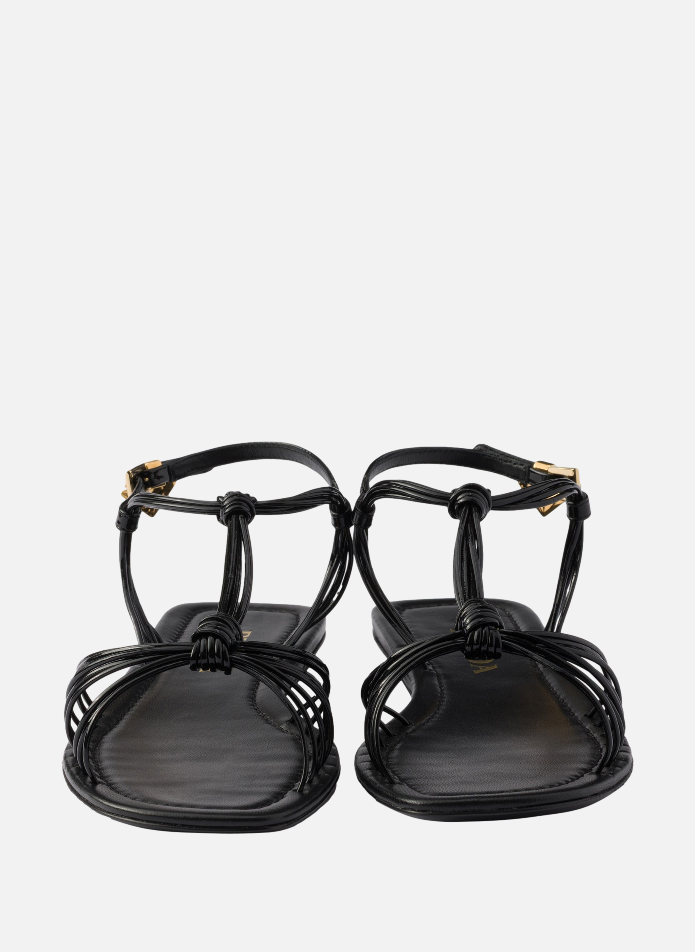 Sandales en cuir verni PRADA Noir
