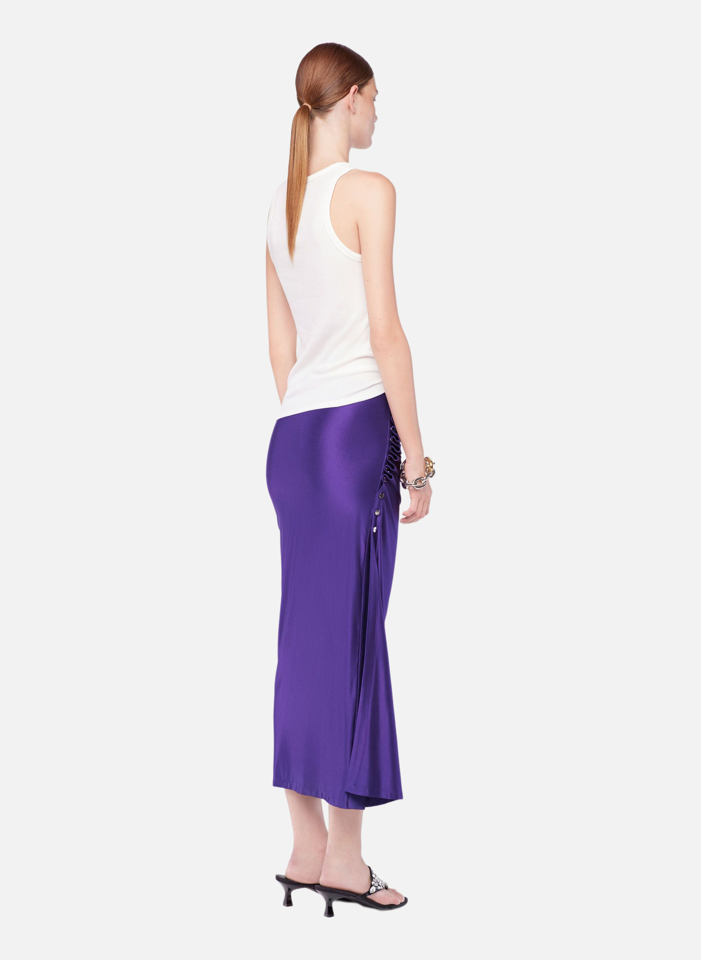 Jupe midi drapée en jersey RABANNE Violet