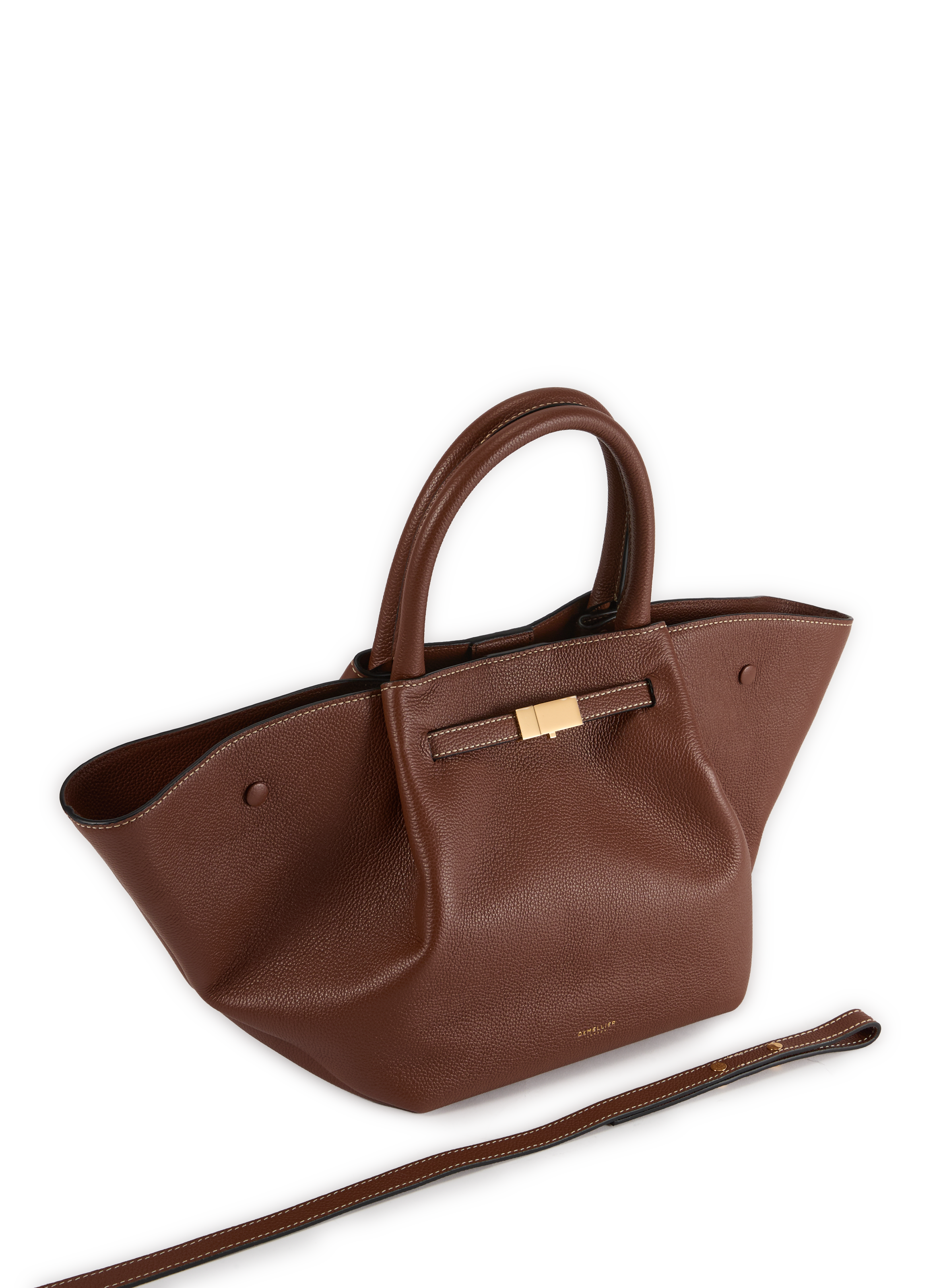 Striped leather handbag DEMELLIER LONDON Brown