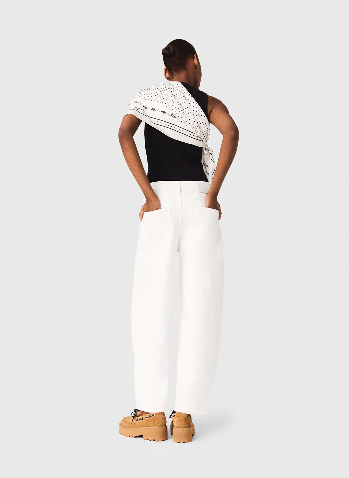 Jean large taille mi-haute uni MAJE Blanc