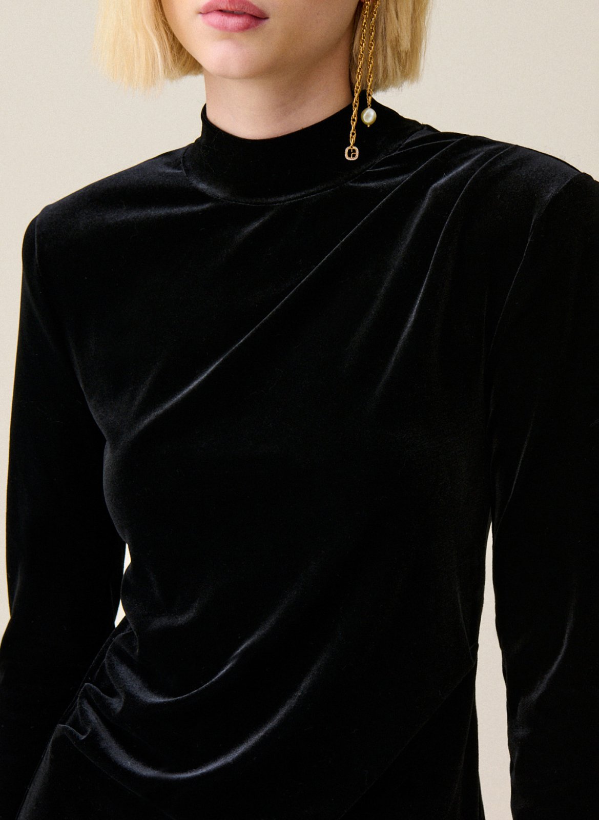 Robe midi en velours CLAUDIE PIERLOT Noir