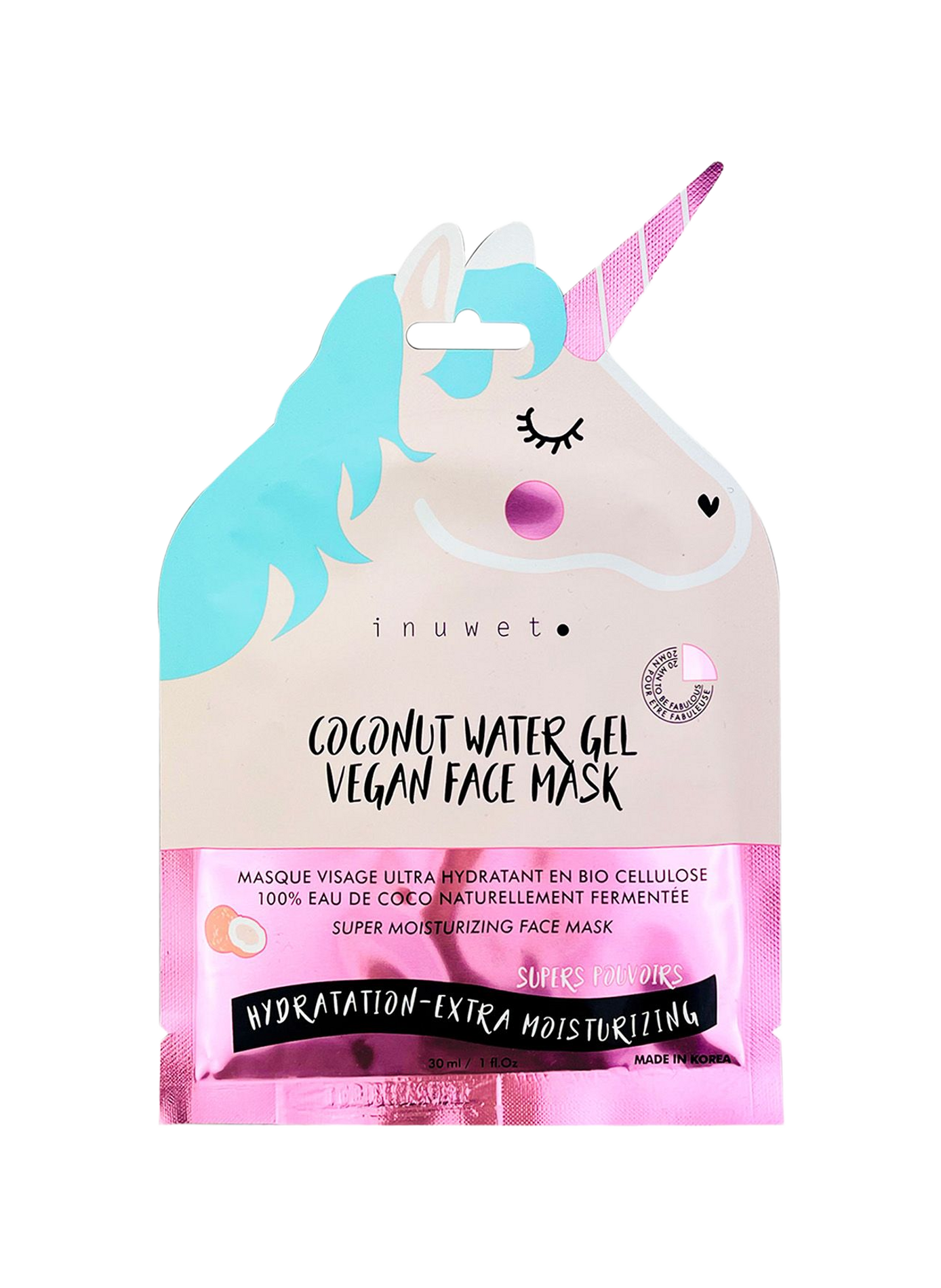 Masque visage licorne hydratant INUWET No color