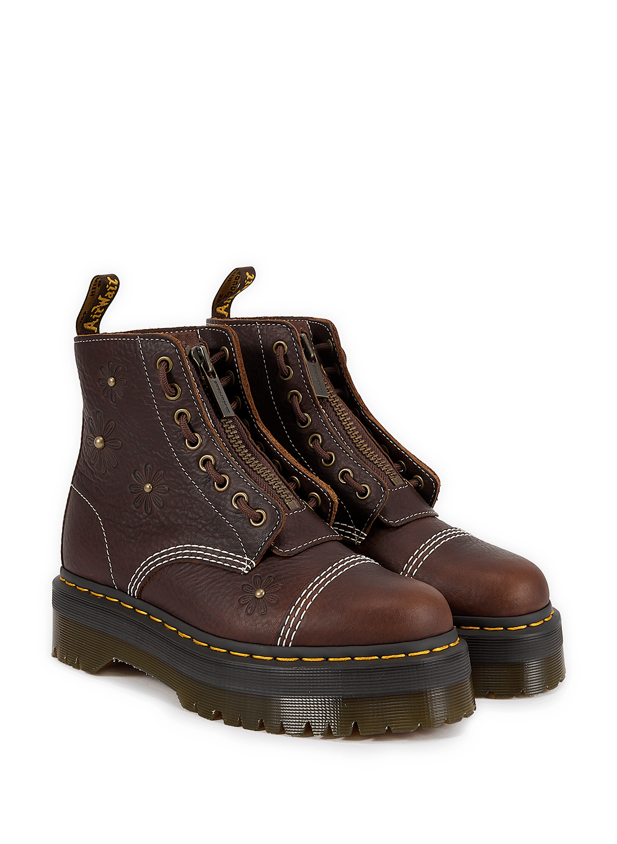 Sinclair Flower leather mixed boots DR. MARTENS Brown