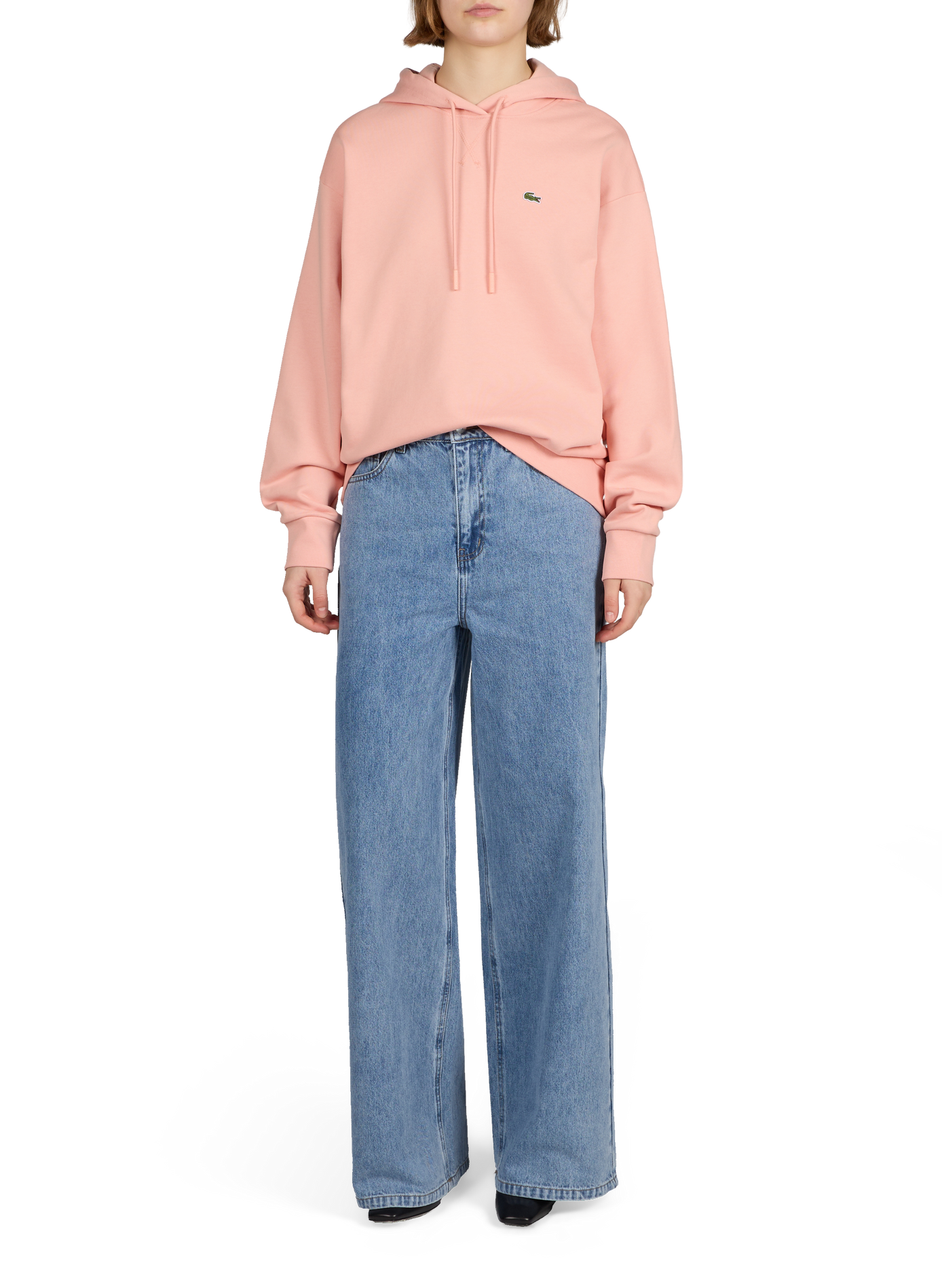 Cotton hoodie LACOSTE Pink