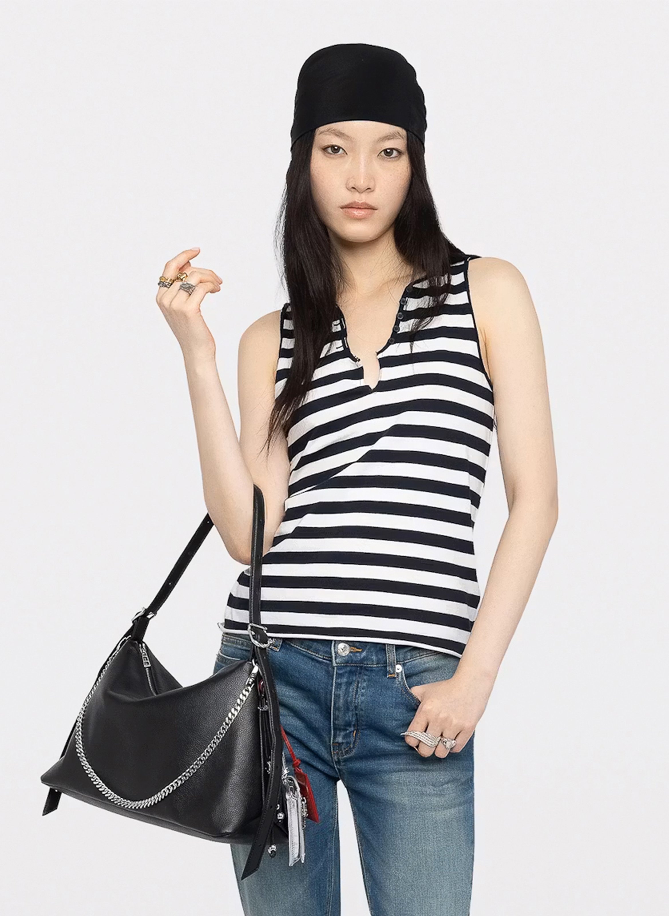 Débardeur rayé à dos strassé tif ZADIG&VOLTAIRE Blanc